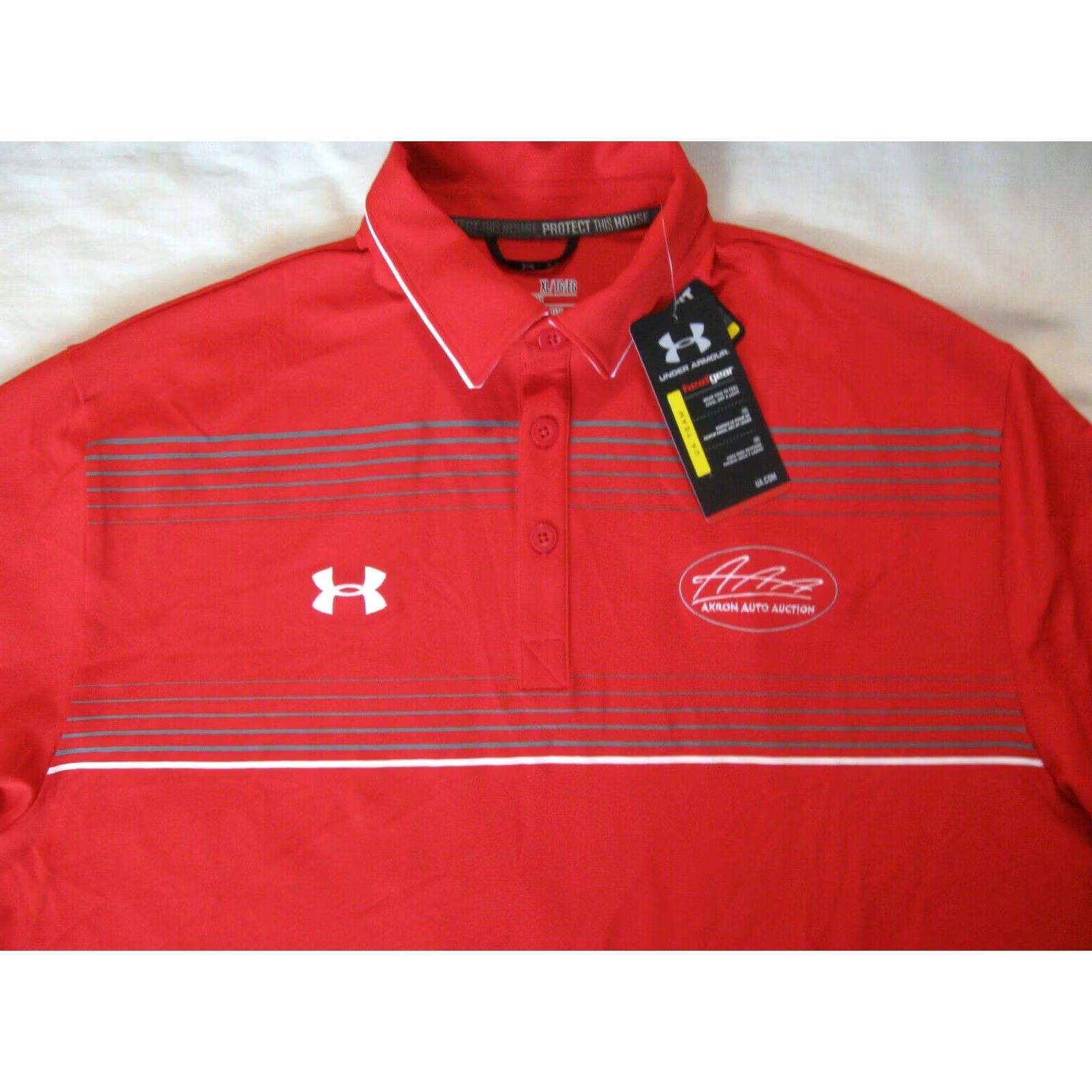 Under Armour Under Armour Polo Shirt Mens XL Red Cars Golf 100% Polyester Striped Casual Under Armour HeatGear Polo shirt Size US XL / EU 56 / 4 - 2 Thumbnail