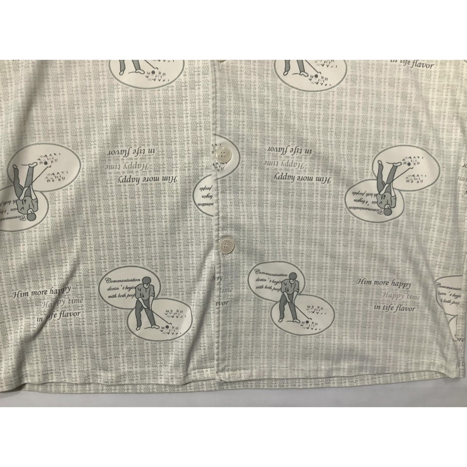 Vintage SHEYCHENKO Pajama Top Mens 2XL Beige Golf Print Button Front Long Sleeve Lounge Size US XXL / EU 58 / 5 - 3 Thumbnail
