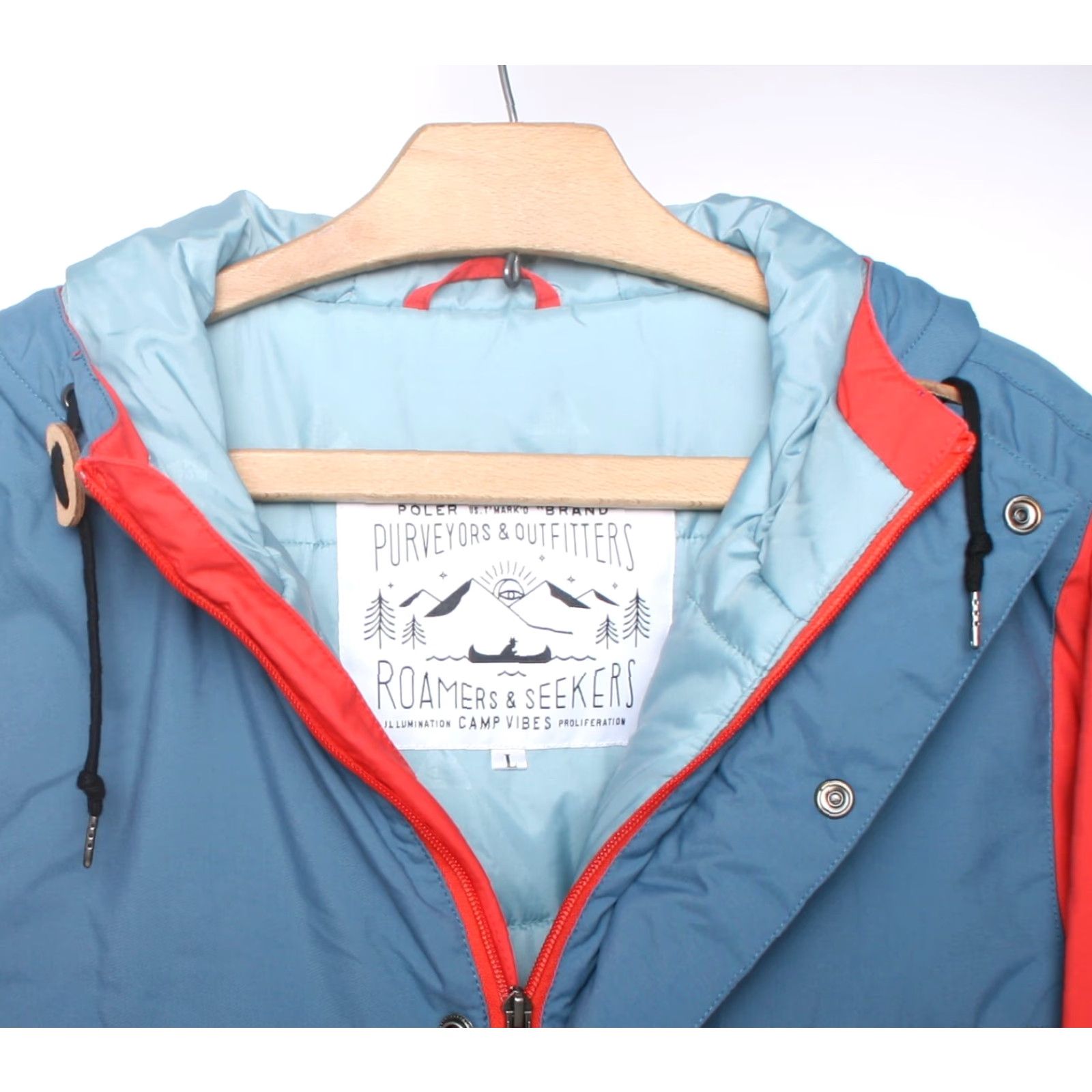 Poler POLER Cedar Parka Jacket Women's L Red, Ocean Blue Thermastuff Insulated Nylon Coat Size L / US 10 / IT 46 - 4 Thumbnail