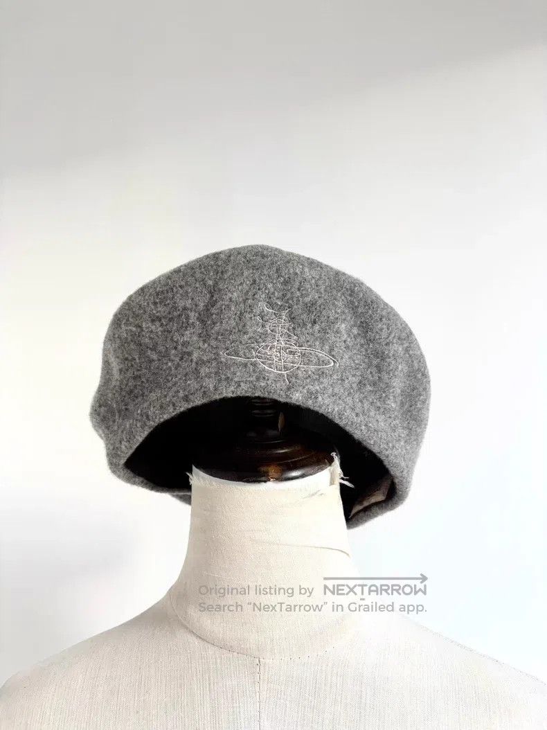 Vivienne Westwood Vivienne Westwood Big Saturn Embroidered Grey Beret Size ONE SIZE - 2 Thumbnail