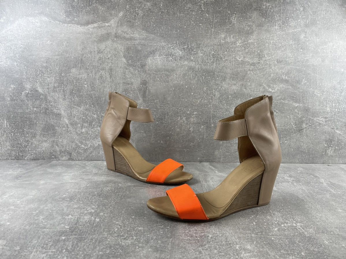 MM6 MM6 Maison Margiela Tan Beige Orange Leather Wedge Sandals Size US 9 / IT 39 - 4 Thumbnail