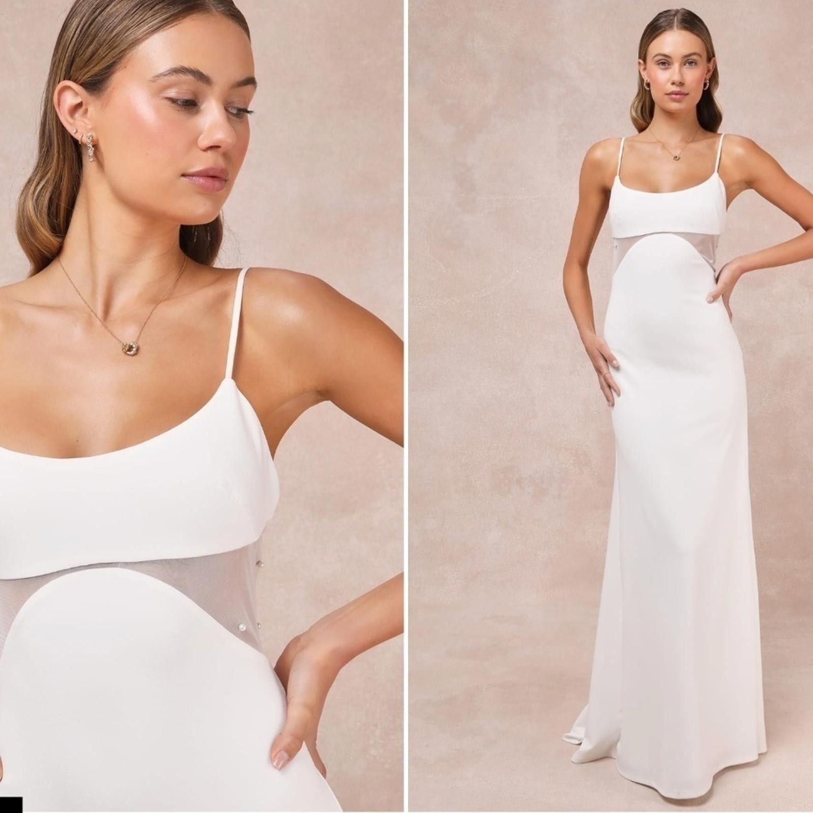 Lulus LULU's Wedding Bridal Elegant Sexy Pearl Accent Chic Gown Size XL / US 12-14 / IT 48-50 - 3 Thumbnail