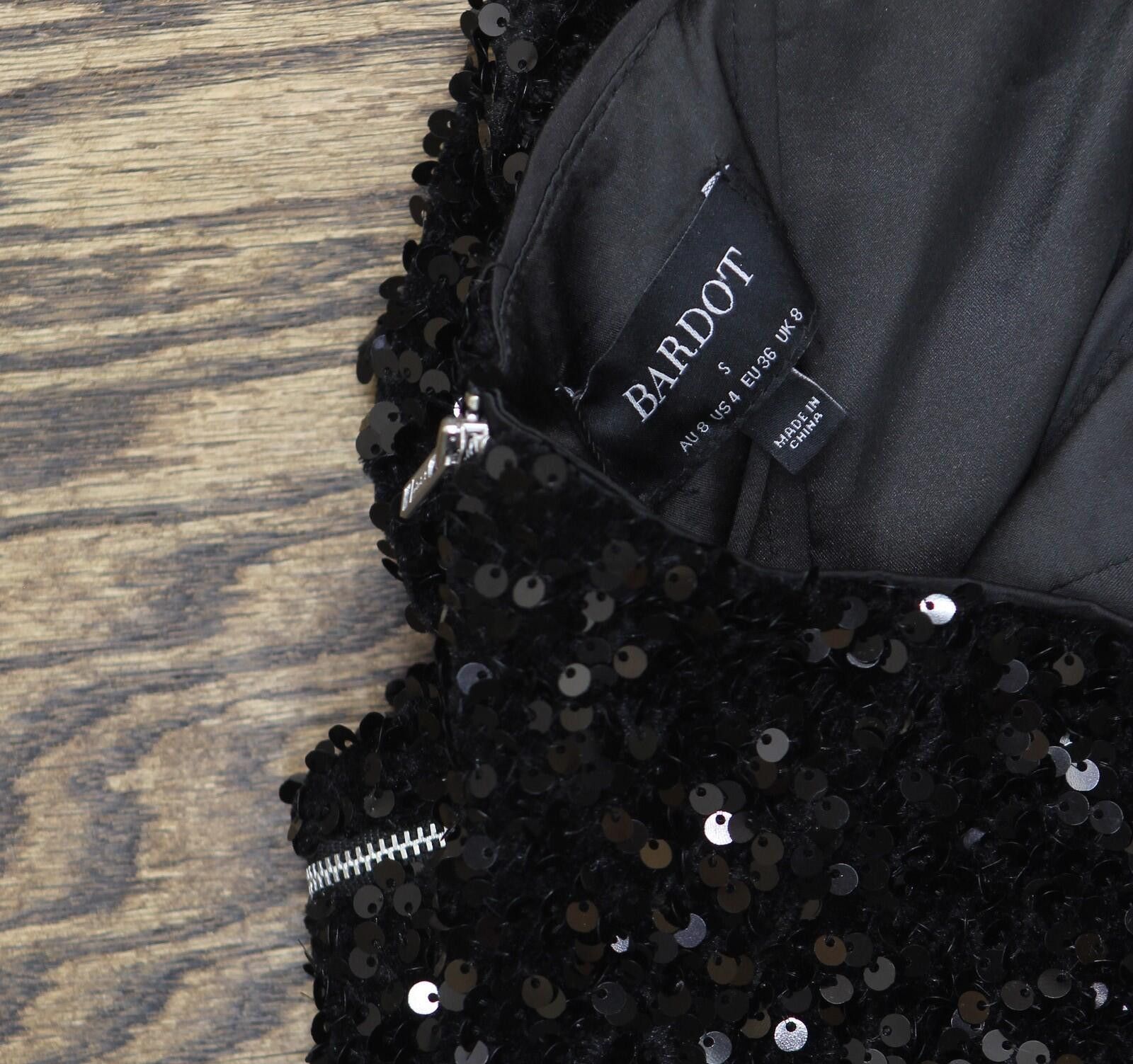 Bardo Nwt Bardot Womens Eleni Sequined Mini Dress Black S (us 4) Size S / US 4 / IT 40 - 3 Thumbnail