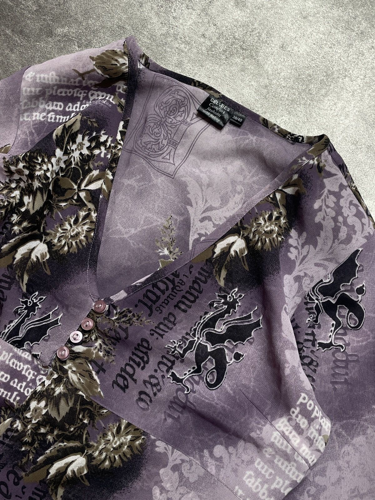 Vintage Avant Garde Y2K Blouse Streetwear Rare All Over Print Size L / US 10 / IT 46 - 4 Thumbnail