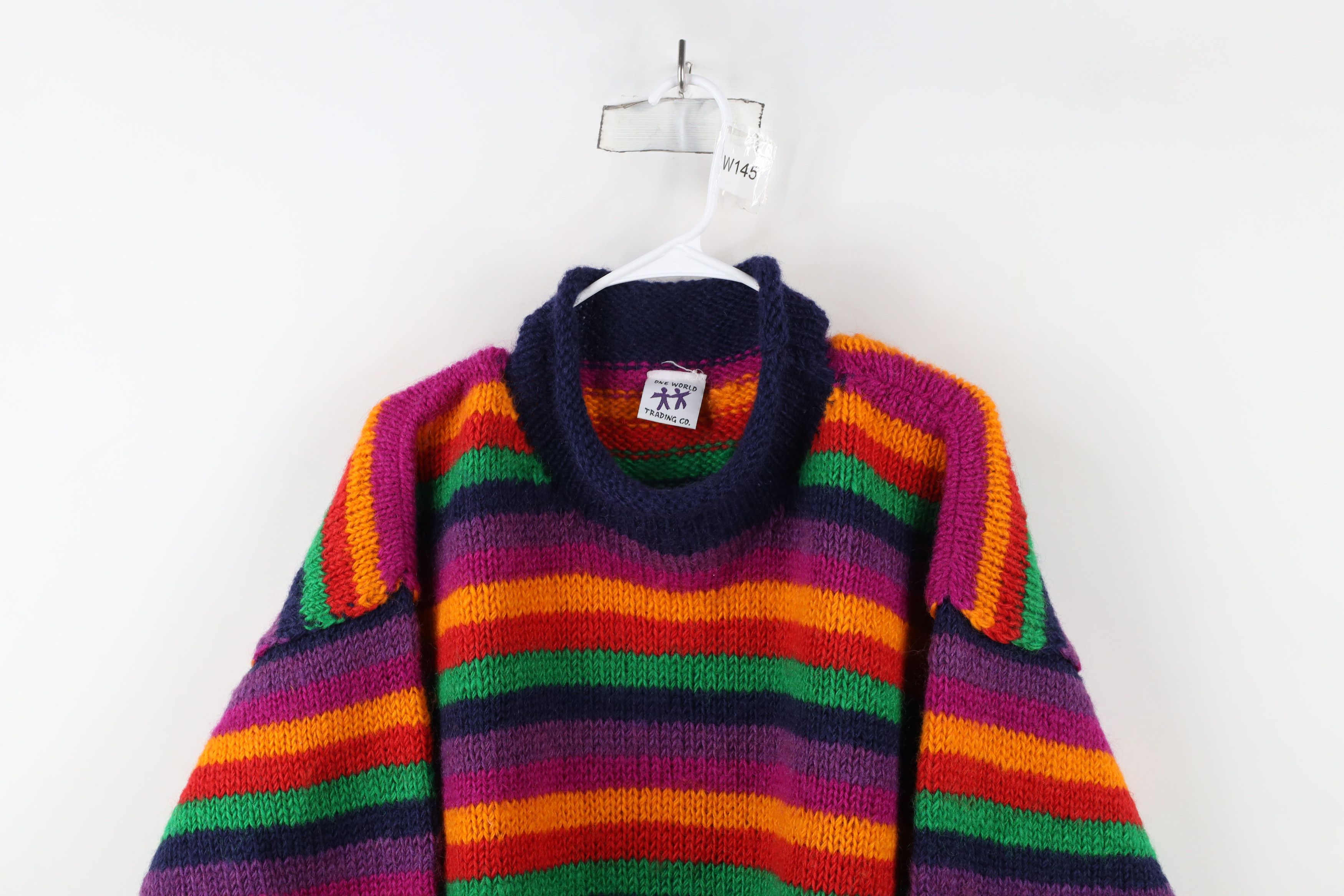 Vintage Vintage 90s Streetwear Rainbow Wool Marled Knit Sweater Size XXL / US 16-18 / IT 52-54 - 2 Thumbnail
