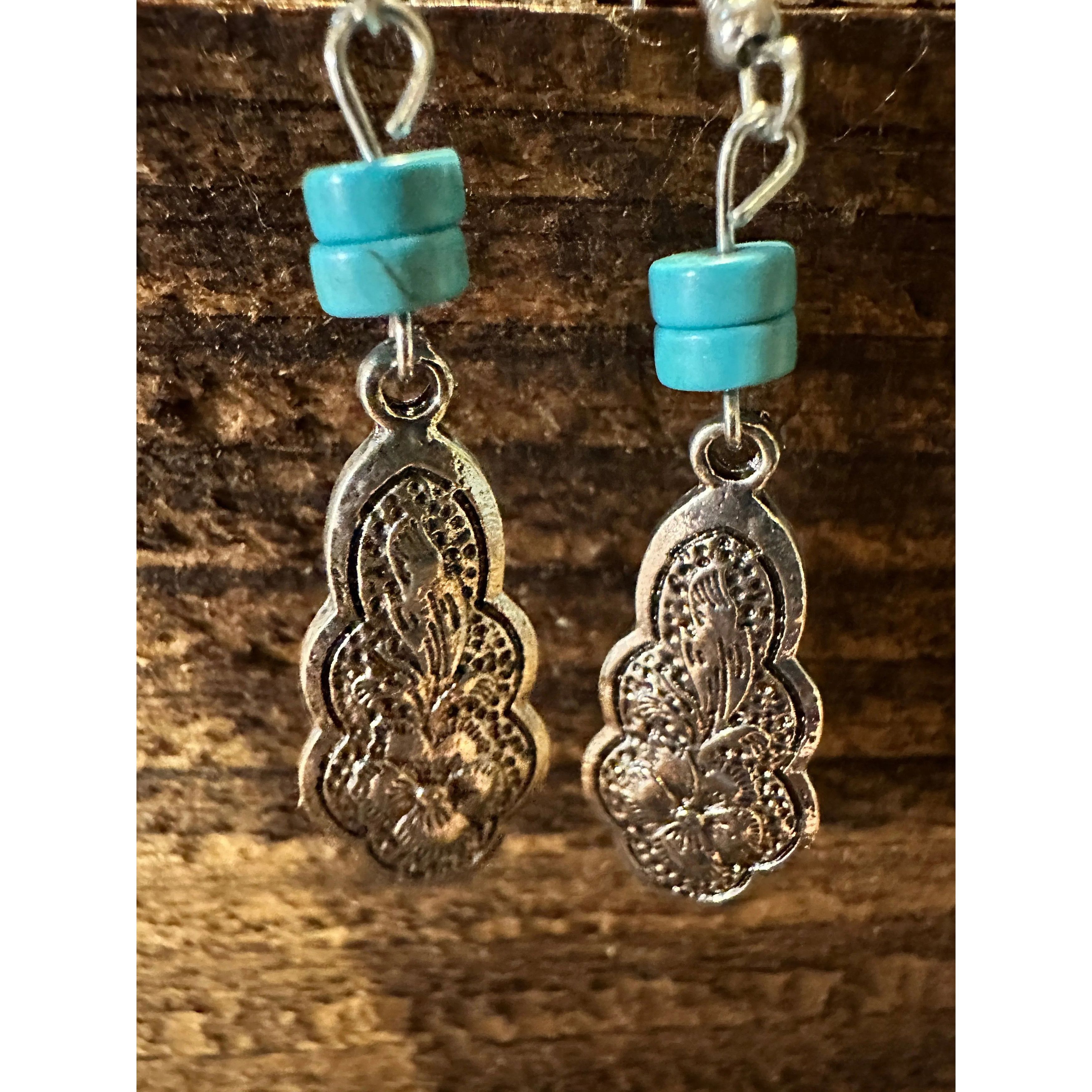 Other Boho Hippie Cowgirl Western Turquoise Silver Teardrop Earrin Size ONE SIZE - 7 Thumbnail