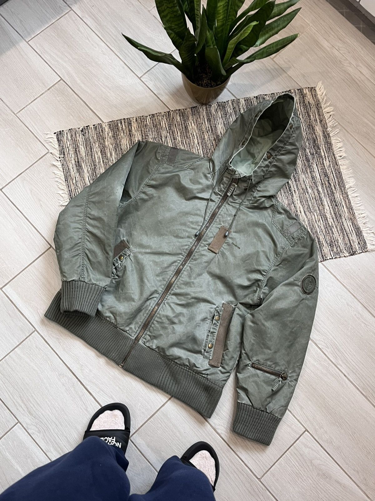 Firetrap × Vintage Vintage Fitetrap Y2K military jacket waxed style green Camo Size US XXL / EU 58 / 5 - 1 Thumbnail
