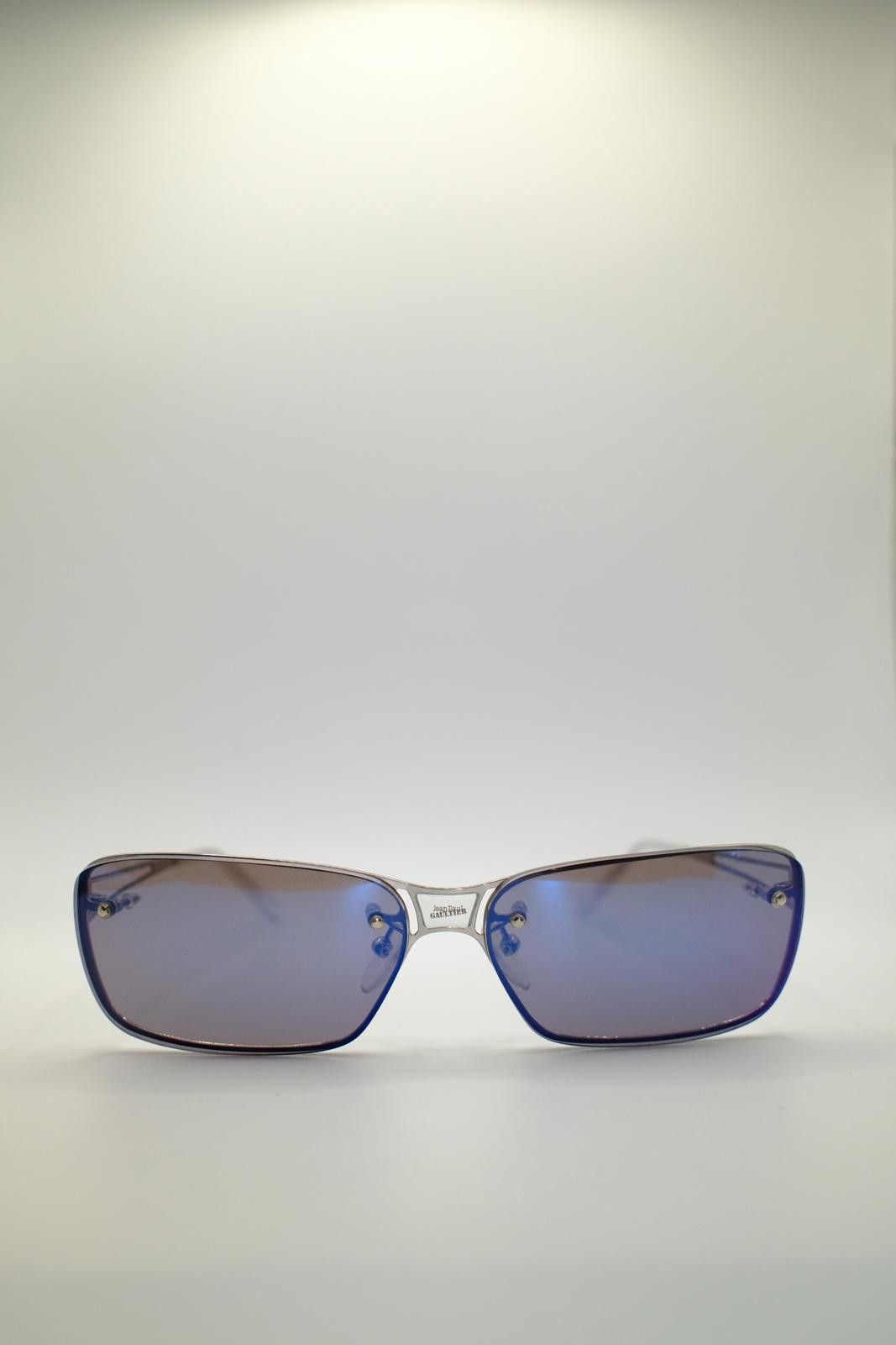 90's Jean Paul Gaultier Titanium Rim Blue Tint Sunglasses