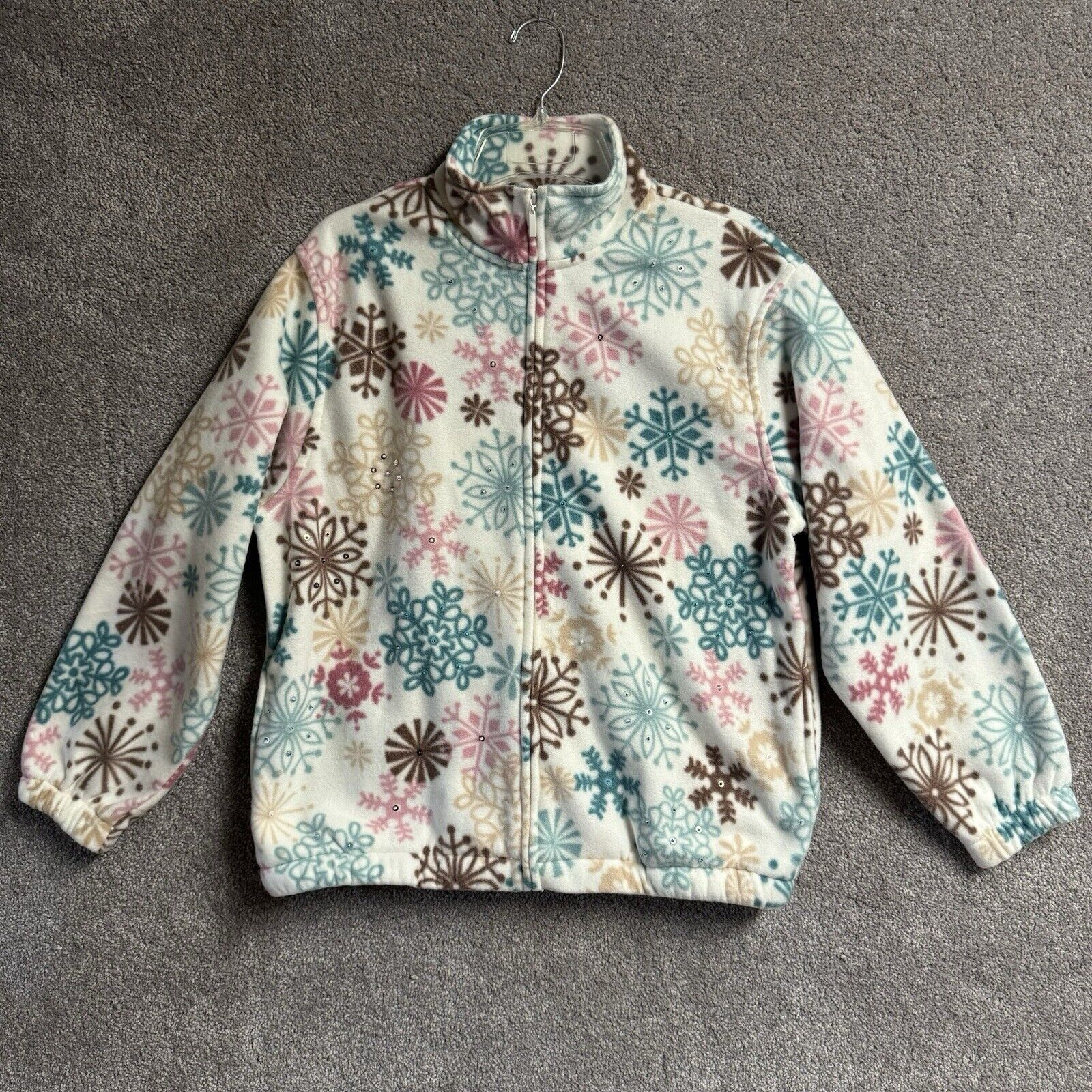 Other 90s Y2K Petite S Fleece Full Zip Jacket Sequins Beaded Size S / US 4 / IT 40 - 1 Thumbnail