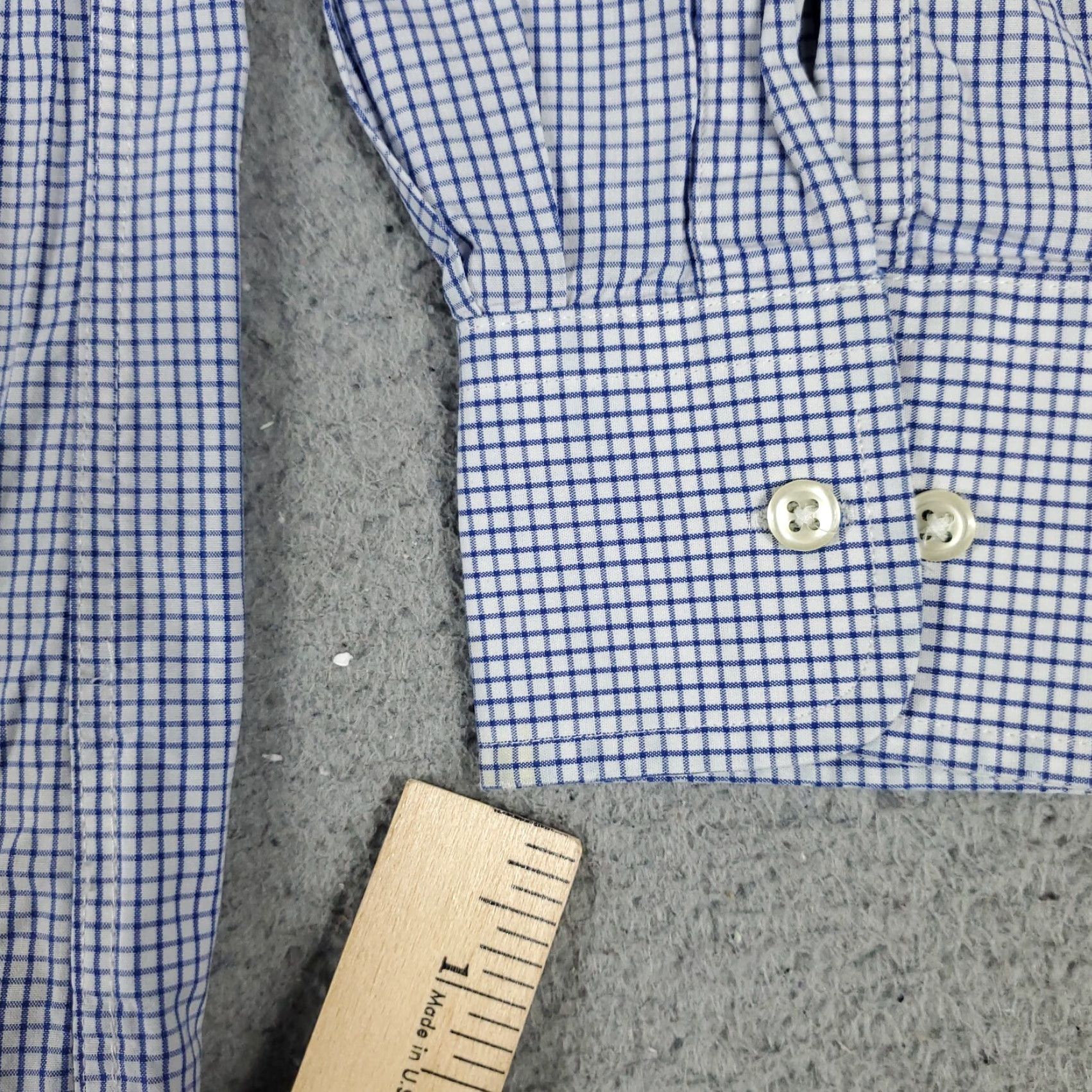 Tommy Hilfiger Tommy Hilfiger Dress Shirt Mens 16 Blue Check Long Sleeve Button Up Collar 100% Cotton Classic Style Mens Large Blue Size 42R - 5 Thumbnail