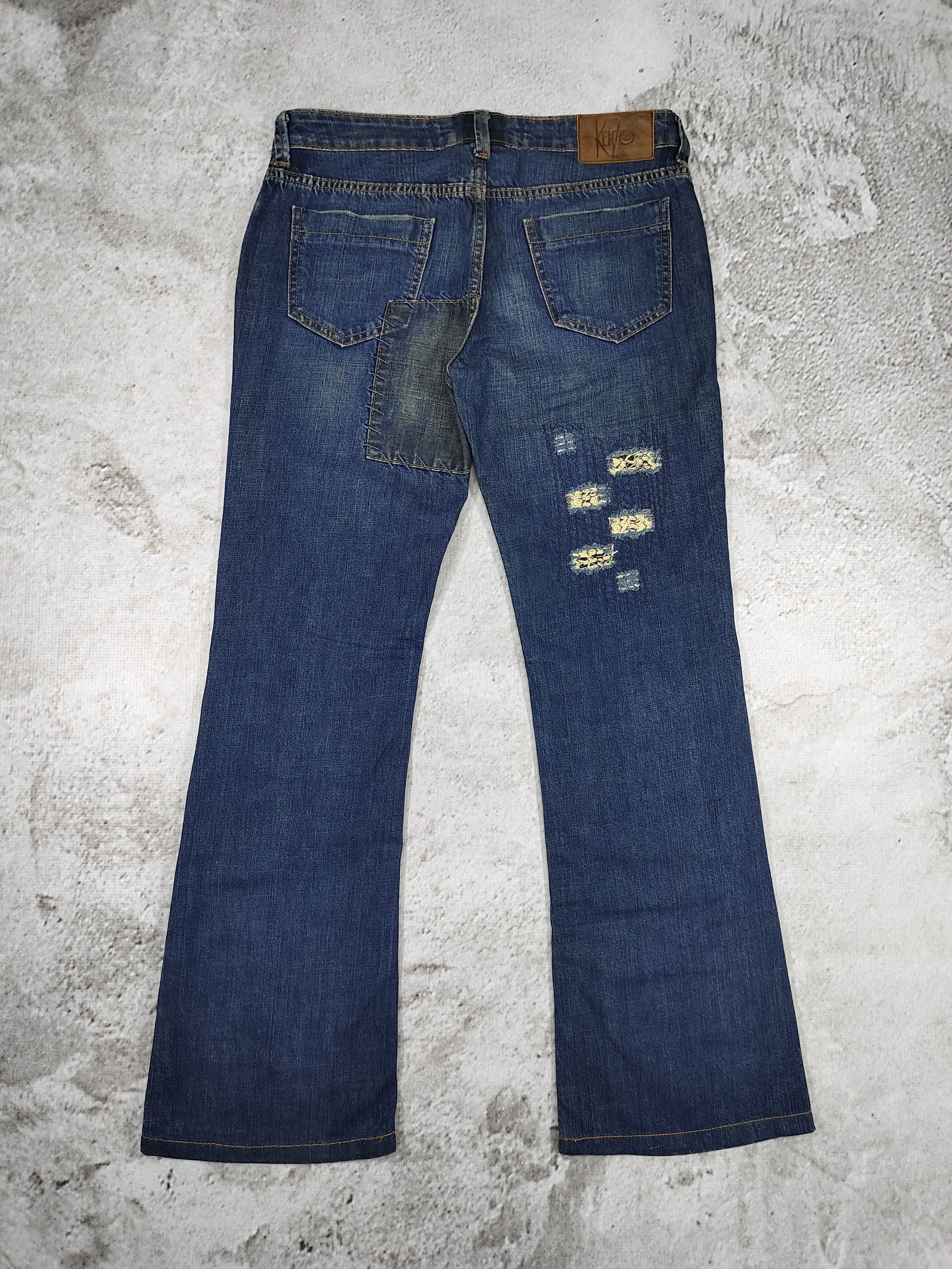 Kenzo 90s Kenzo- Grunge Patchwork Distressed Flared Denim Jeans Size 30" / US 8 / IT 44 - 3 Thumbnail