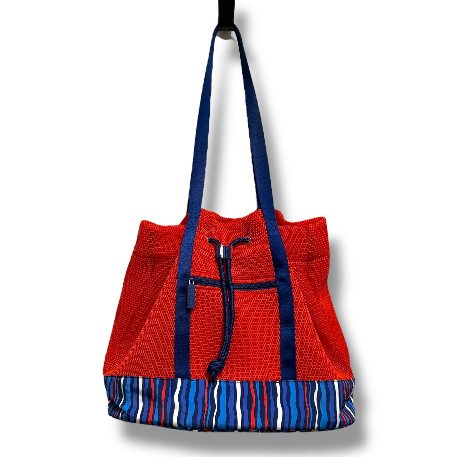 Vera Bradley Vera Bradley Orange Cobalt Stripe Mesh Drawstring Tote Bag Size ONE SIZE - 1 Thumbnail