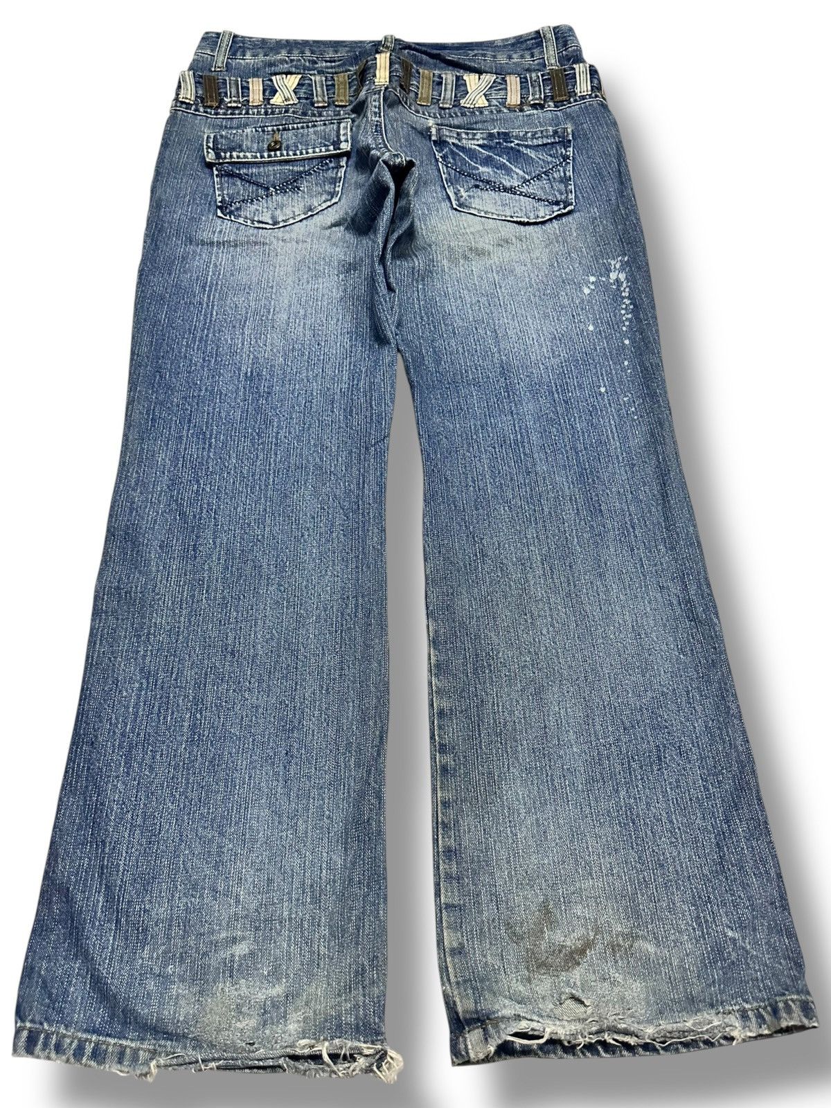 Japanese Brand Jinnee Jeans Double Waist Baggy Loose With Painted & Faded Size US 37 - 2 Thumbnail