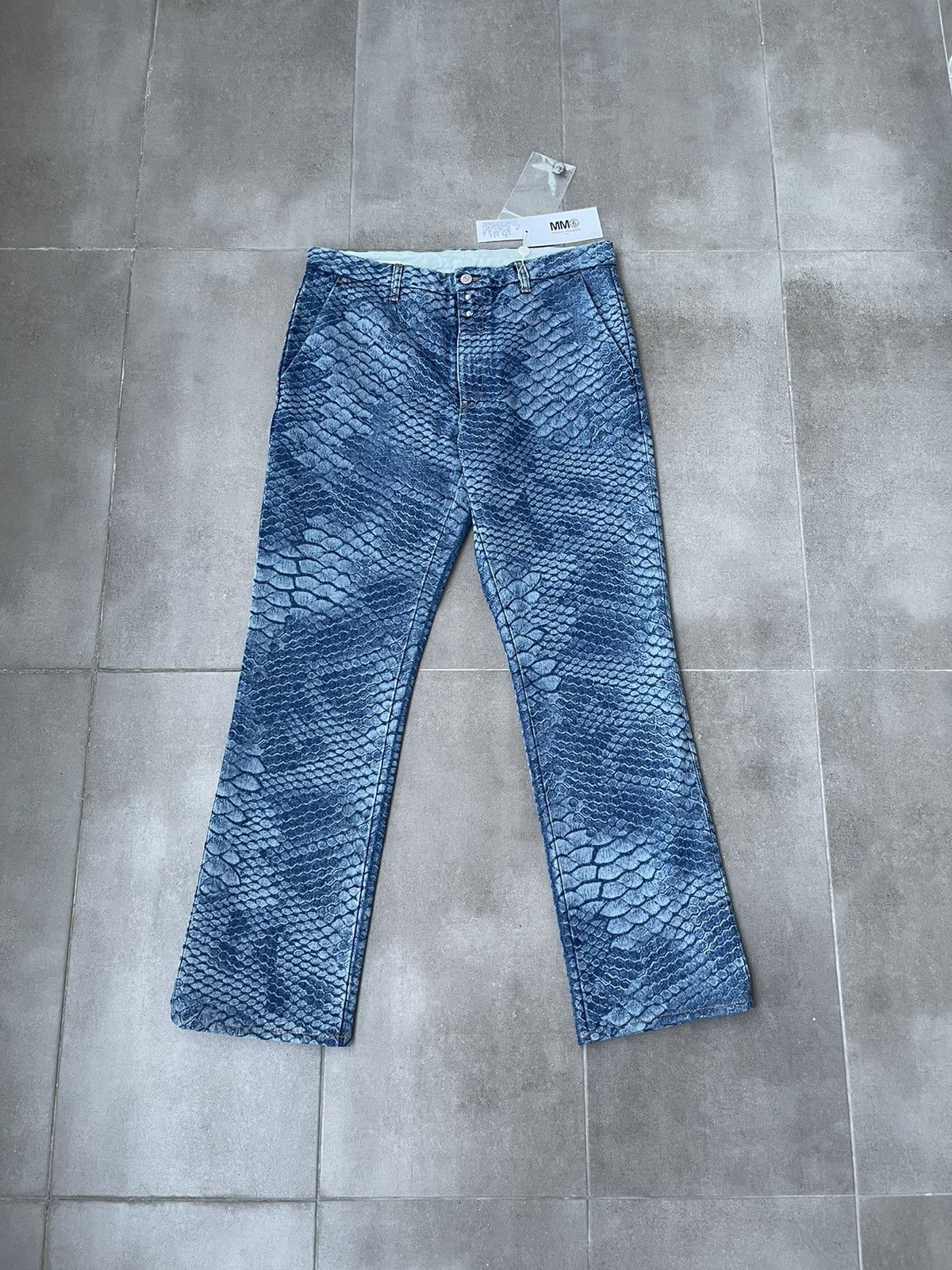 Maison Margiela !DS! SS22 Maison Margiela SnakeSkin Blue Pattern Denim Pants Size US 34 / EU 50 - 2 Thumbnail