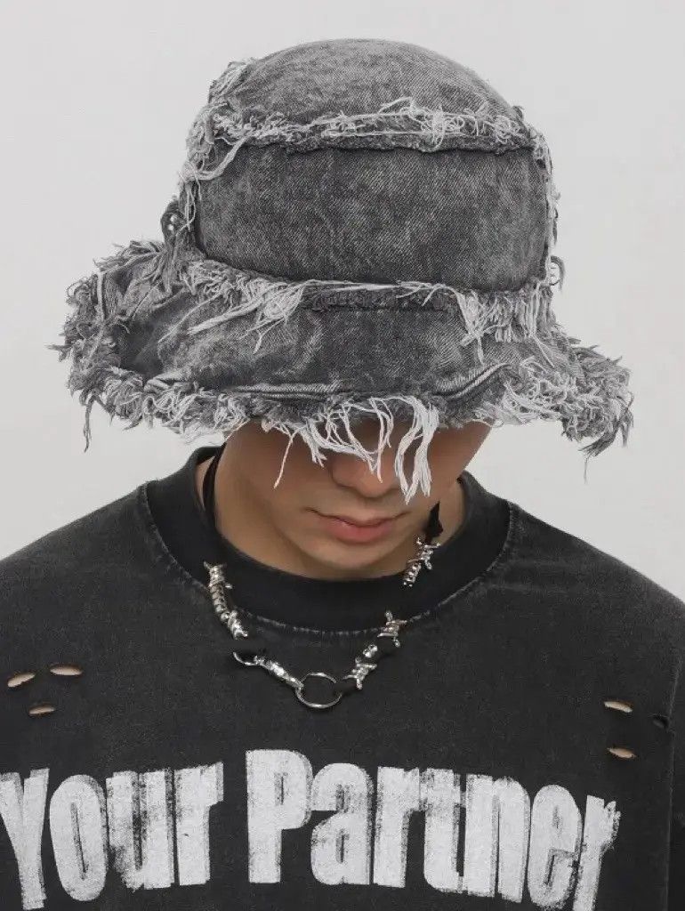 Japanese Brand Utility grunge vintage frayed distressed edge bucket hat Size ONE SIZE - 1 Thumbnail