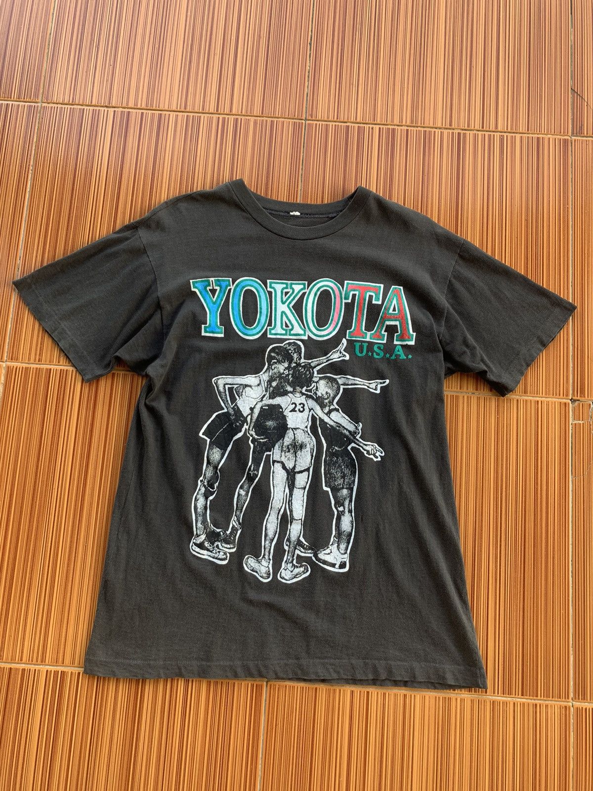 image of Baskets x Vintage Yokota Baseket Ball Tshirt in Black, Men's (Size Medium)