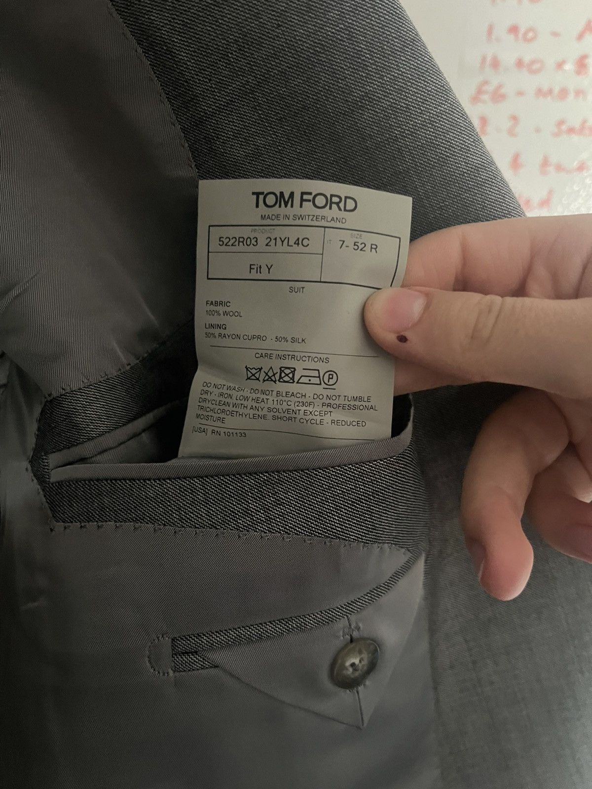 Tom Ford Tom Ford wool grey Fit Y suit size 52 w36 new Size 42R - 4 Thumbnail