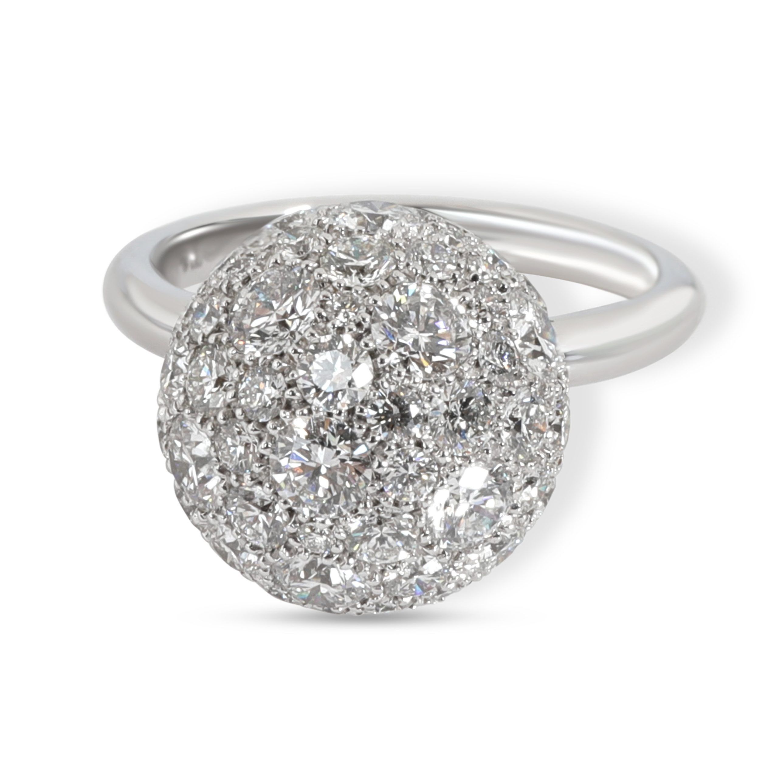 image of Tiffany Co Tiffany & Co. Hardwear Diamond Ball Ring In 18K White Gold 2.99 Ctw, Women's