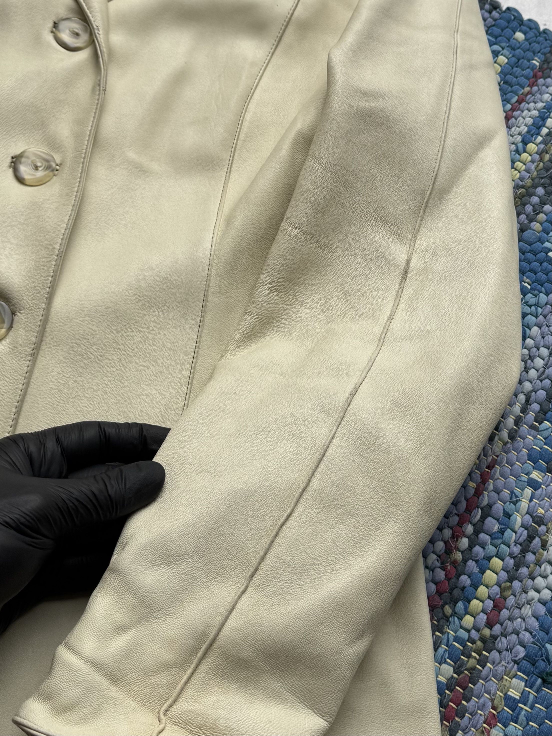 Vintage Vintage Genuine Cream Leather Jacket Tailored Smart Blazer Size L / US 10 / IT 46 - 5 Thumbnail
