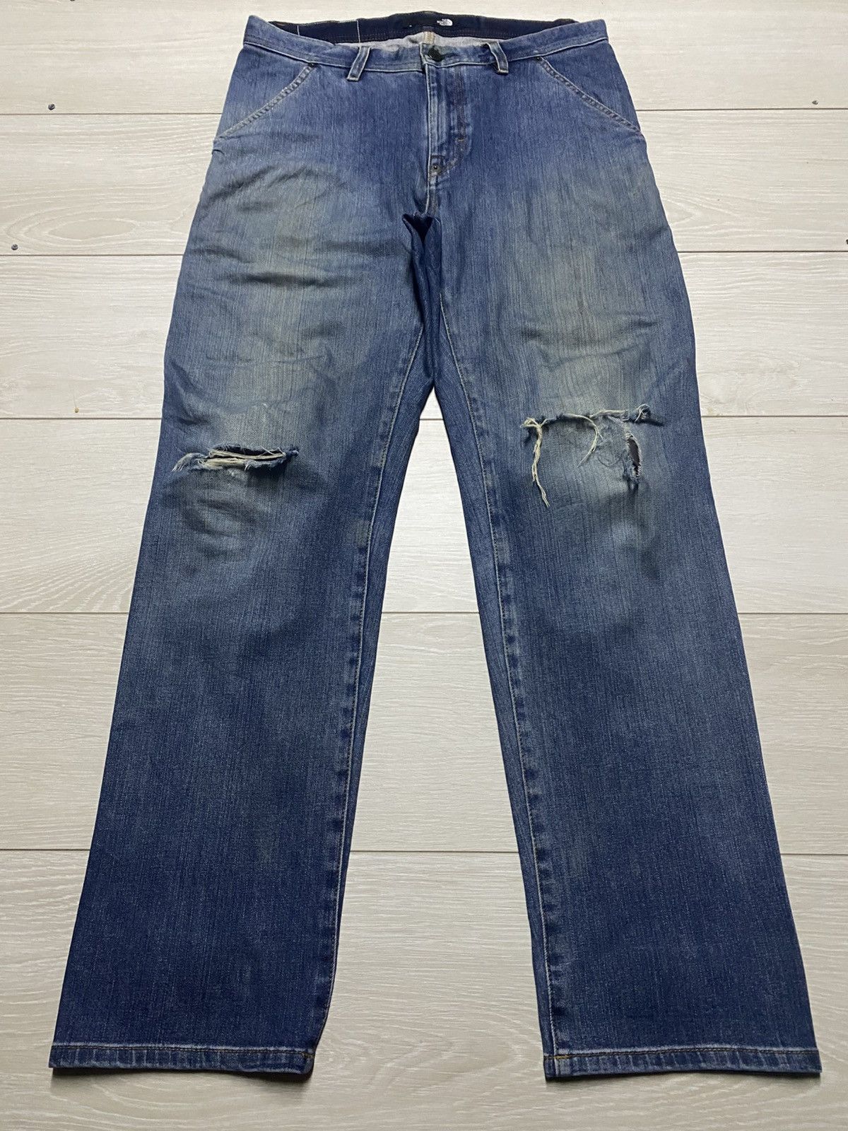 The North Face Vintage The North Face Distressed Slim Fit Jeans Size US 33 - 1 Thumbnail