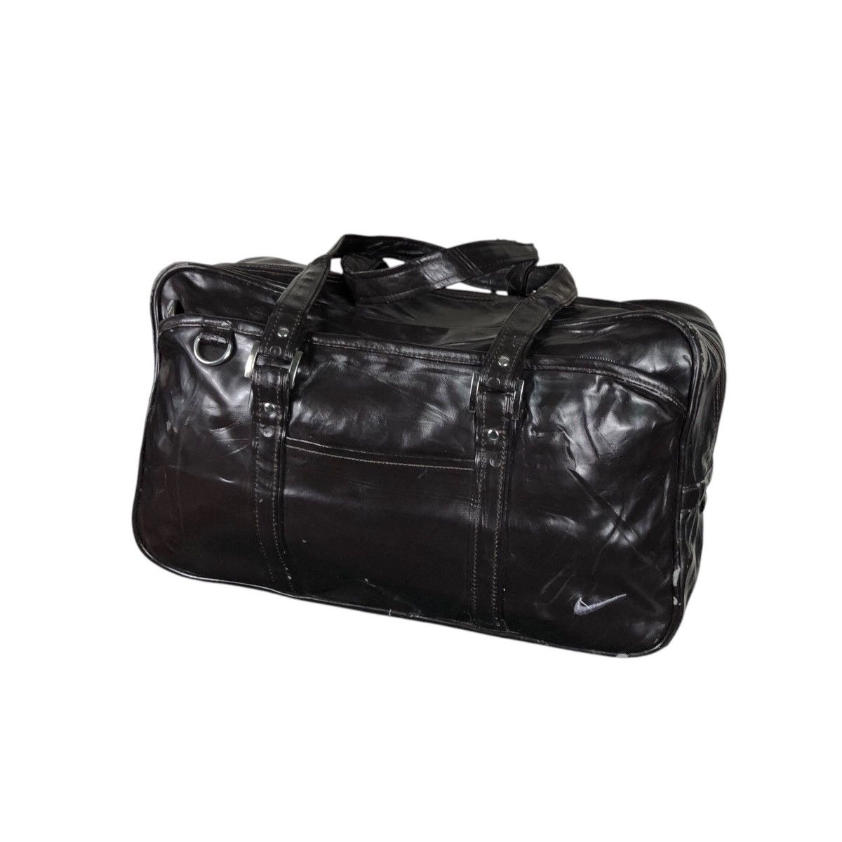 Nike 📌Vintage Soft Leather Hand Carry Luggage Nike Big Swoosh Size ONE SIZE - 3 Thumbnail