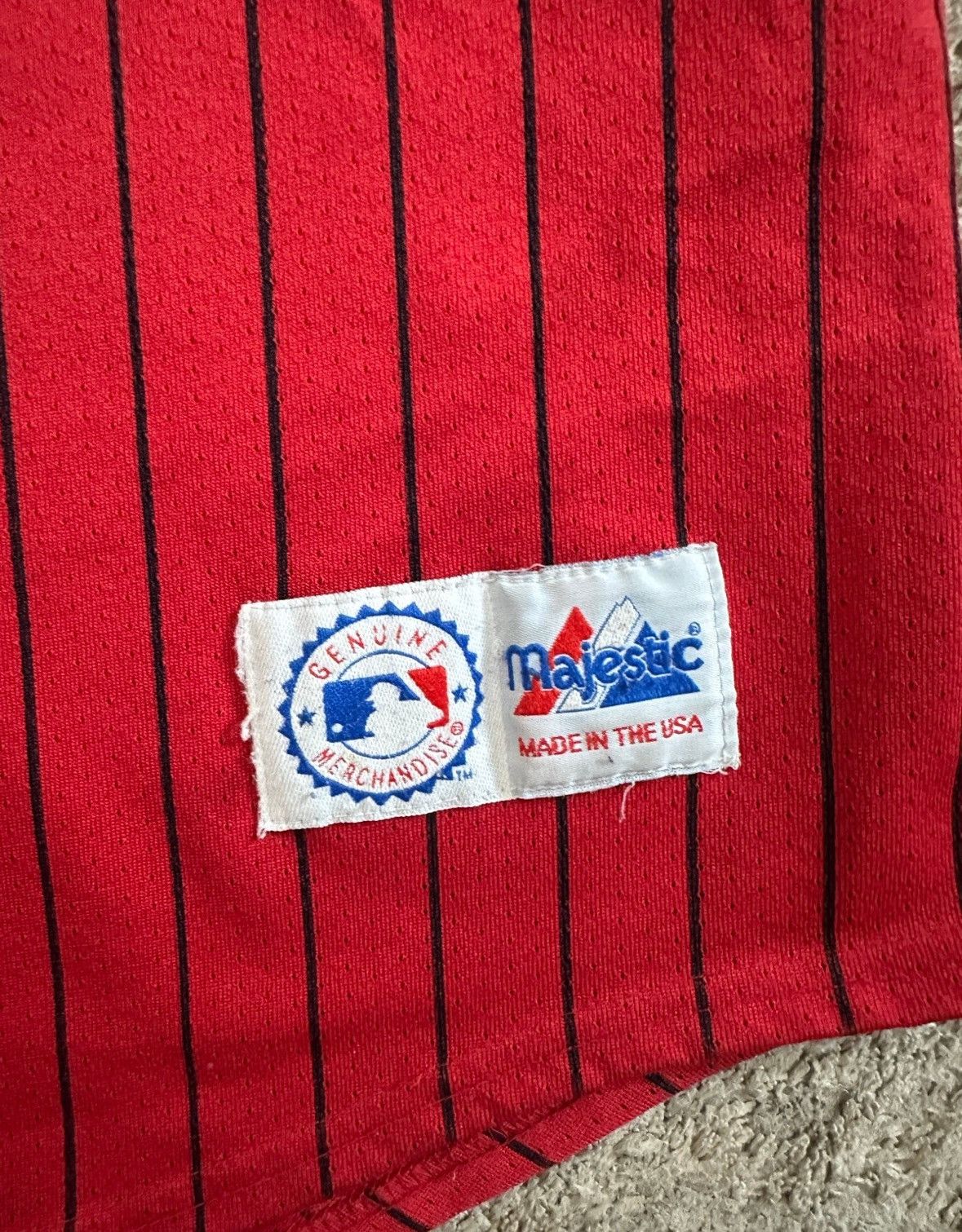 Majestic Vintage Majestic Atlanta Braves Red Pin Stripe Jersey 90s XL Size US XL / EU 56 / 4 - 4 Thumbnail