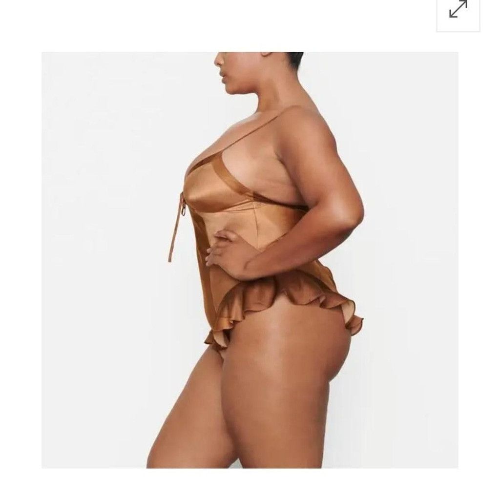 SKIMS Skims Oak Silk Teddy Bodysuit Size ONE SIZE - 3 Thumbnail