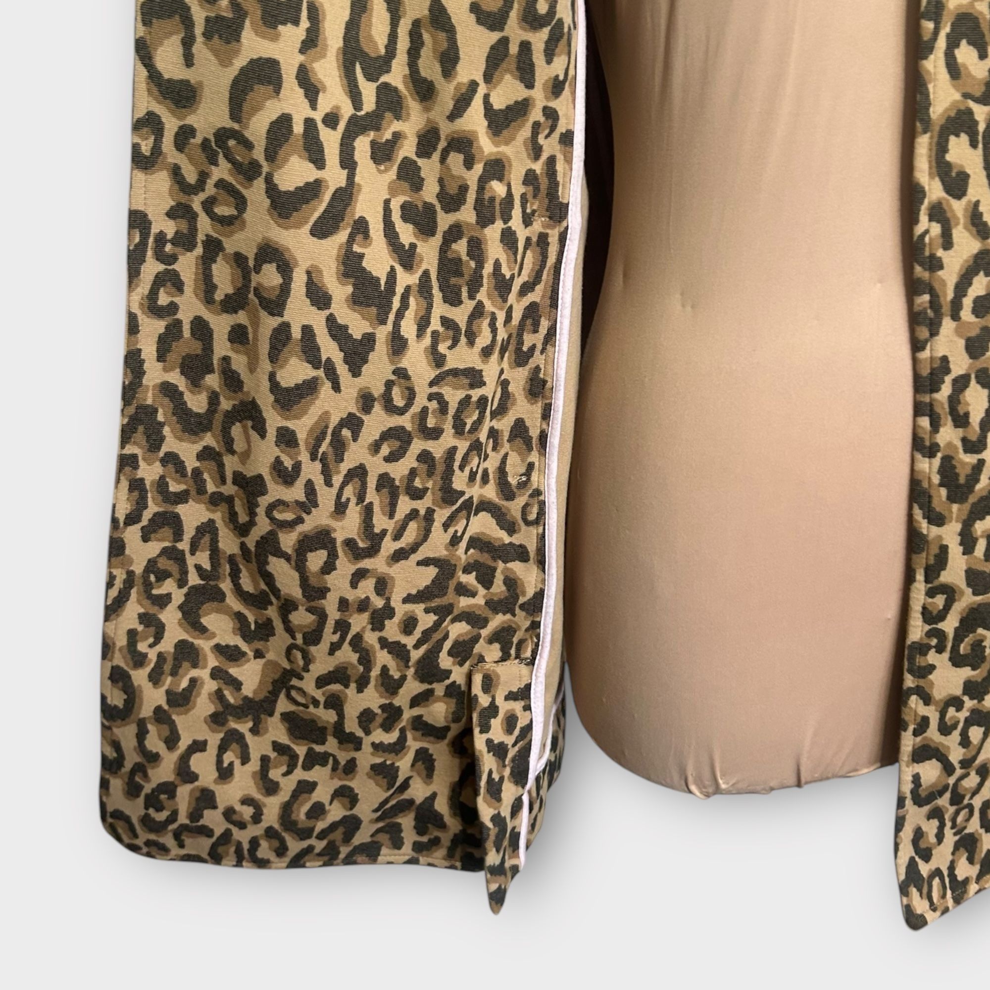 Anthropologie Leopard Coat Jacket Small Midi Twill 3/4 Sleeves Simple Coll Size S / US 4 / IT 40 - 8 Thumbnail