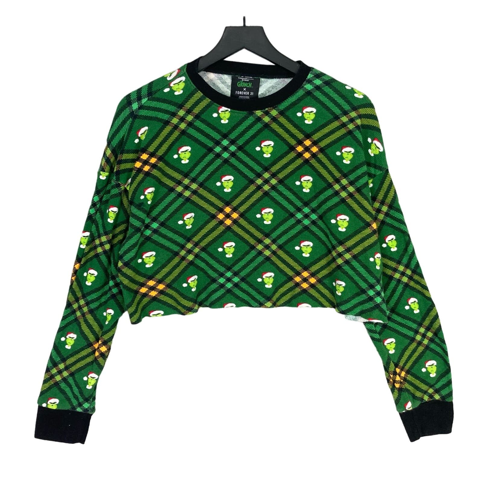 Forever 21 Grinch Women's S Forever 21 Cropped Pajama Shirt Green Size S / US 4 / IT 40 - 1 Thumbnail