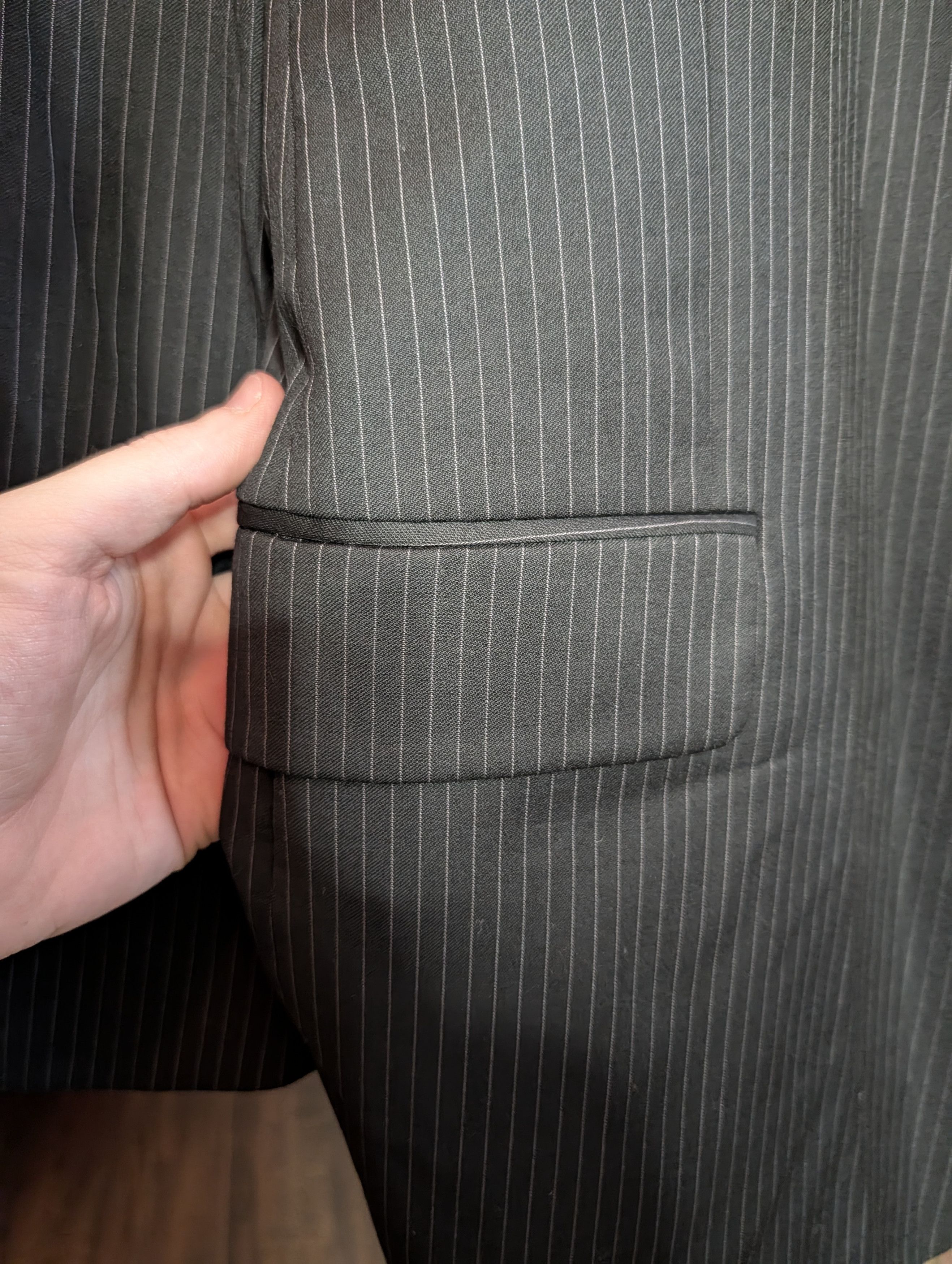 Loro Piana Super 120s Wool Black Pinstriped Joseph Abboud Jacket Size 46R - 6 Thumbnail