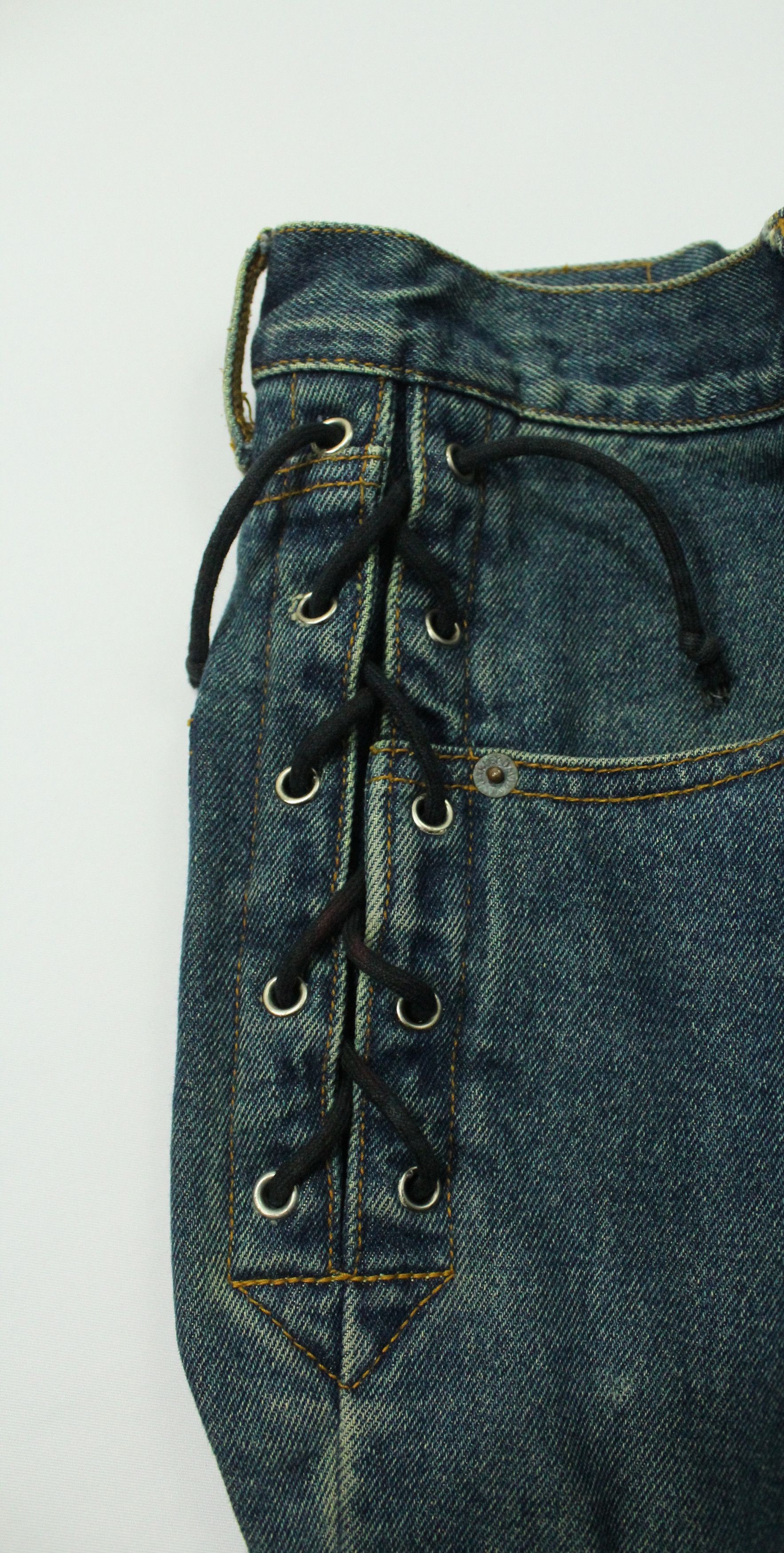 Harley Davidson Lace Up Sided HARLEY DAVIDSON Denim Distressed Jeans Size 28" / US 6 / IT 42 - 17 Thumbnail