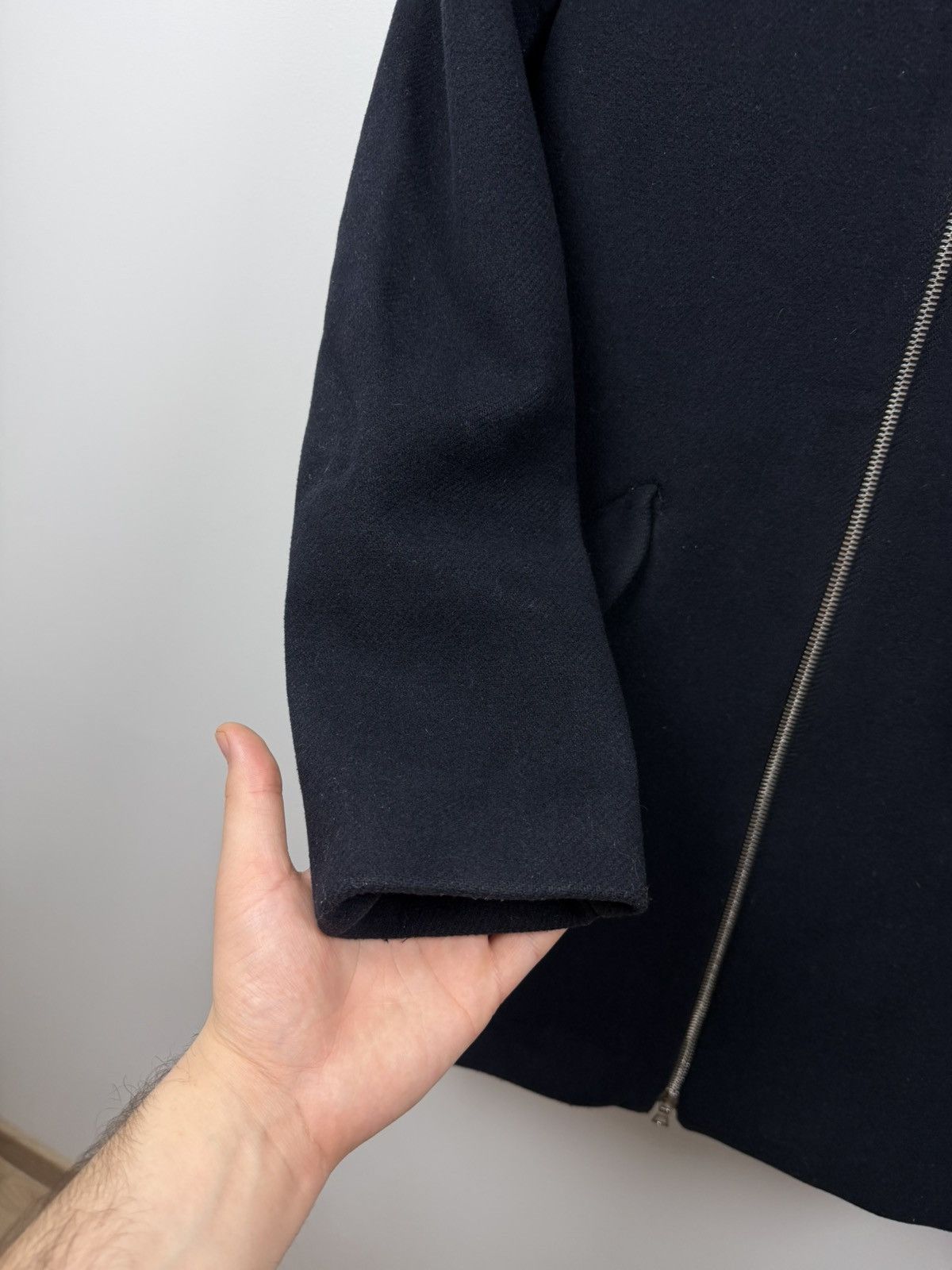 Sandro Sandro Long Black Wool Coat Fur Size M / US 6-8 / IT 42-44 - 6 Thumbnail