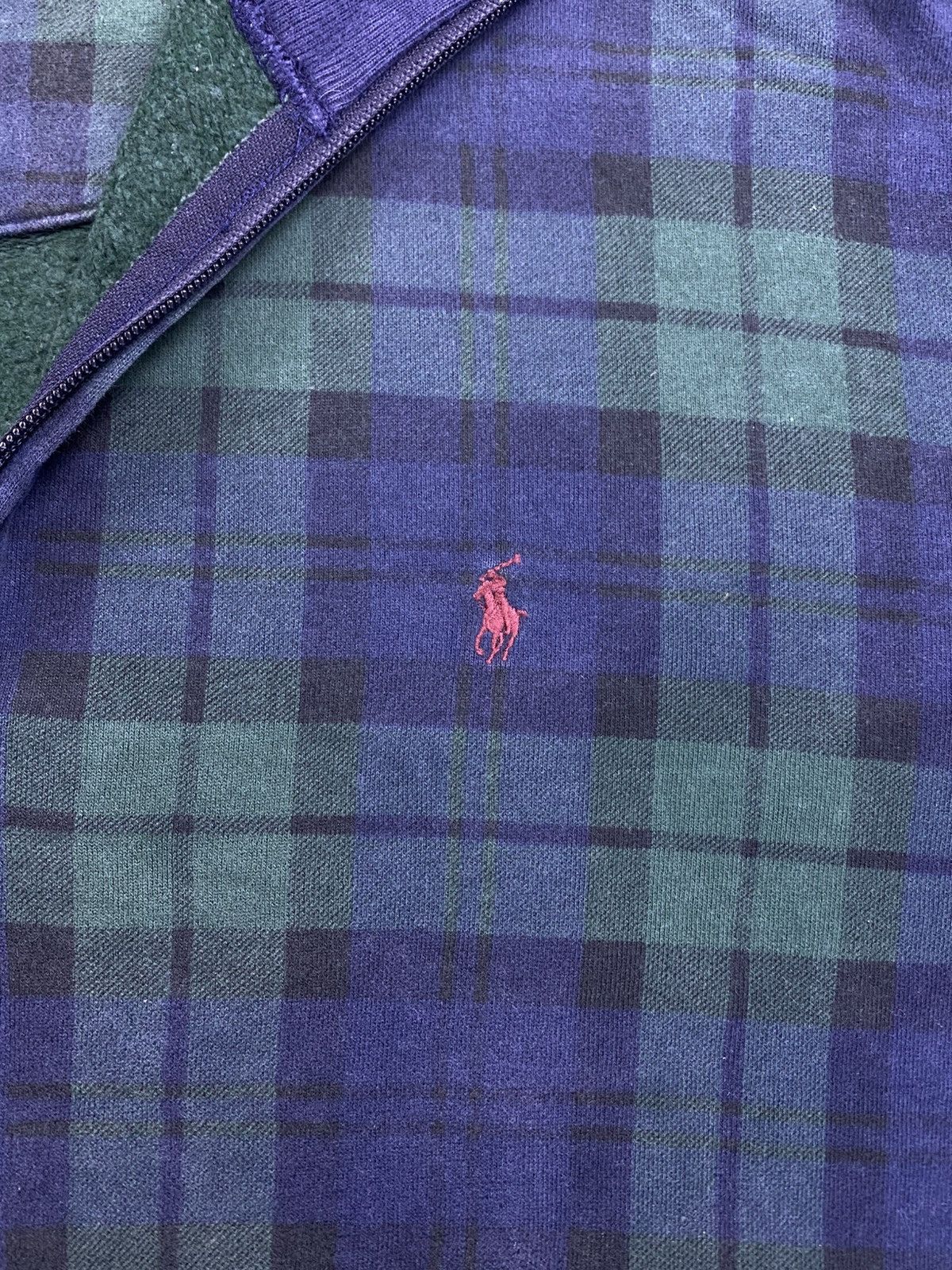 Polo Ralph Lauren Vtg Polo Ralph Lauren Green Plaid Jacquard Halfzipper Jacket Size US L / EU 52-54 / 3 - 7 Thumbnail