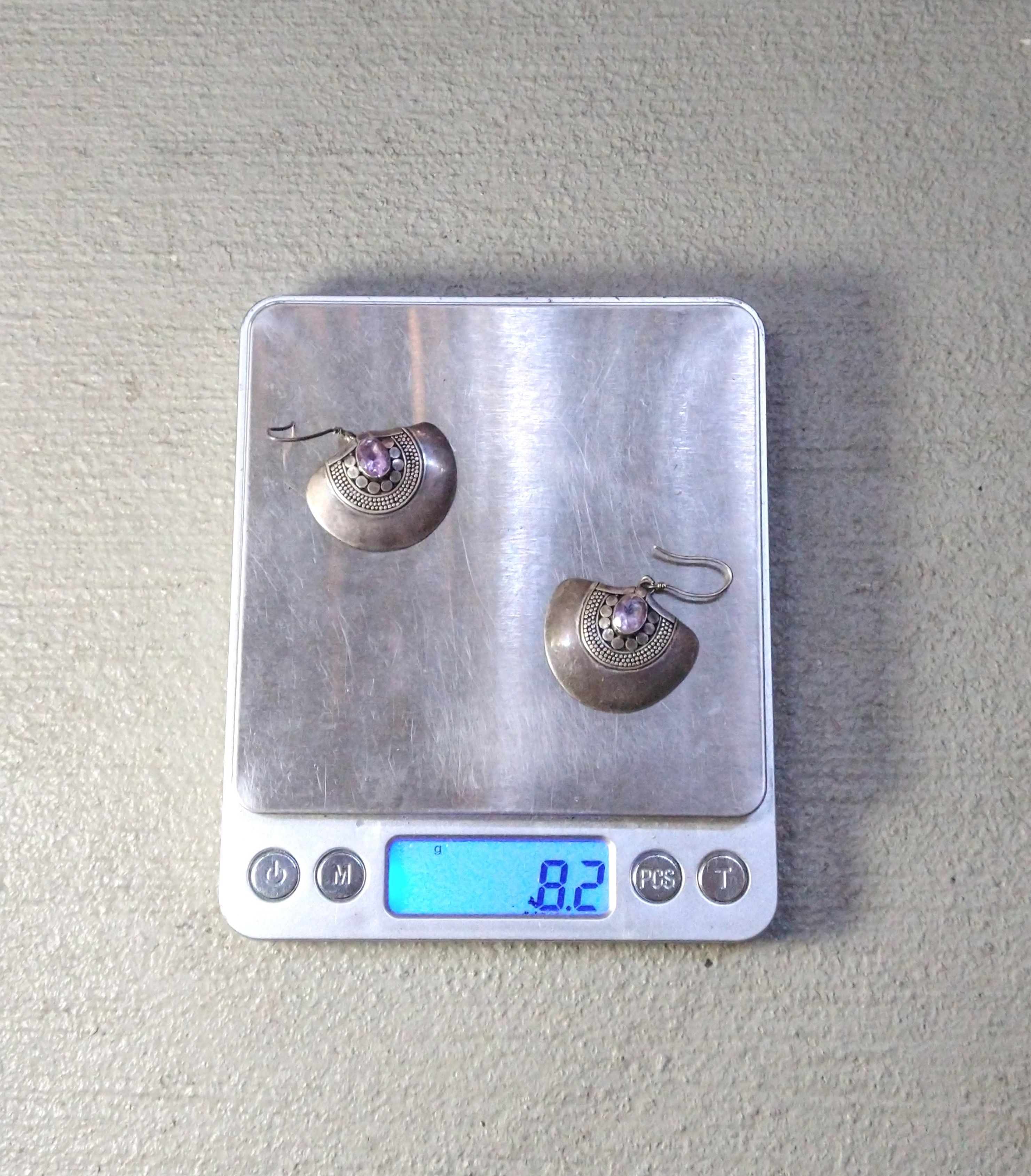 Jewelry × Vintage Vintage Sterling Silver Earrings Purple Amethyst Fan Modern Size ONE SIZE - 13 Thumbnail