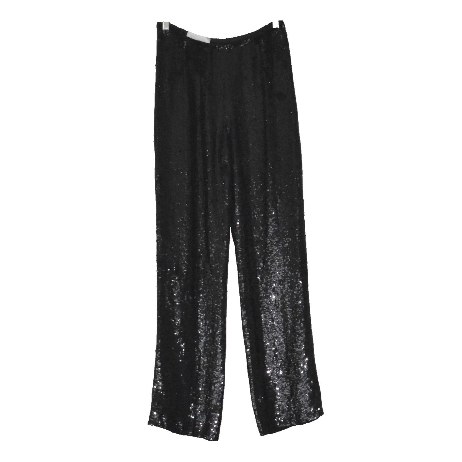 Badgley Mischka C0 BADGLEY MISCHKA Black 100% Silk Sequin Trouser Pants Sz 6 Size 28" / US 6 / IT 42 - 1 Thumbnail
