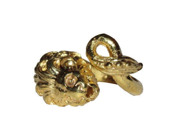 Designer 18 kt Gold Plated Brass Etruscan Lion Wrap Ring Size ONE SIZE - 1 Thumbnail