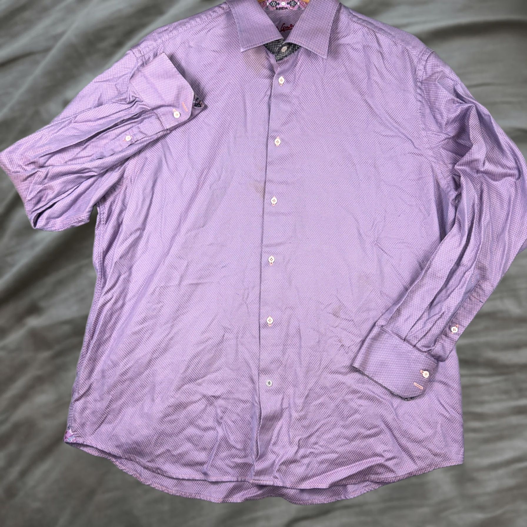 Robert Graham Robert Graham Shirt Mens XL Purple Geometric Long Sleeve Button Front Casual Size US XL / EU 56 / 4 - 1 Thumbnail
