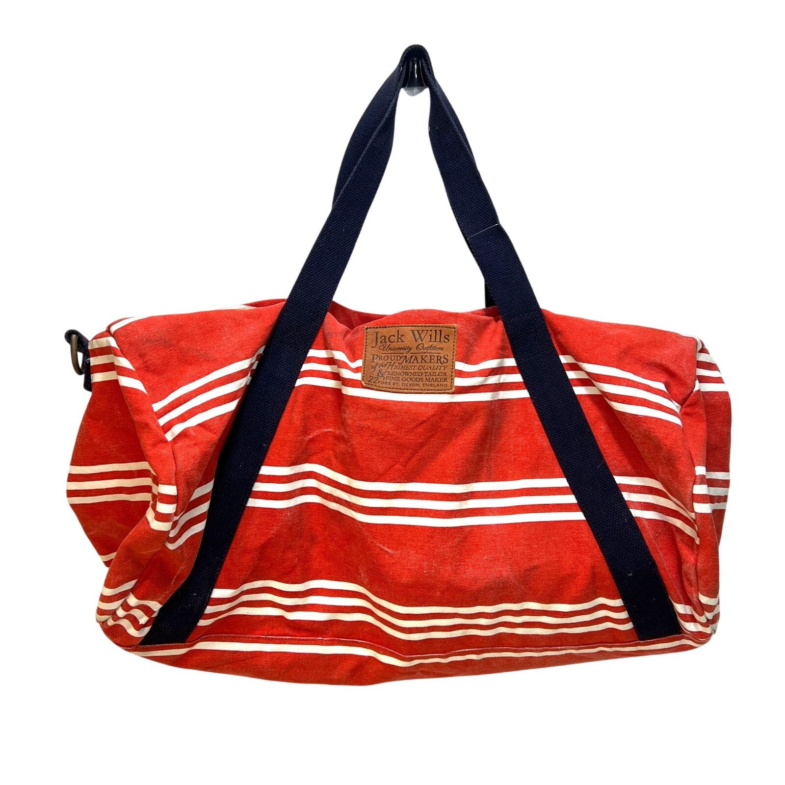 Jack Wills Jack Wills Stripe Canvas Duffle Bag Weekender Size ONE SIZE - 1 Thumbnail