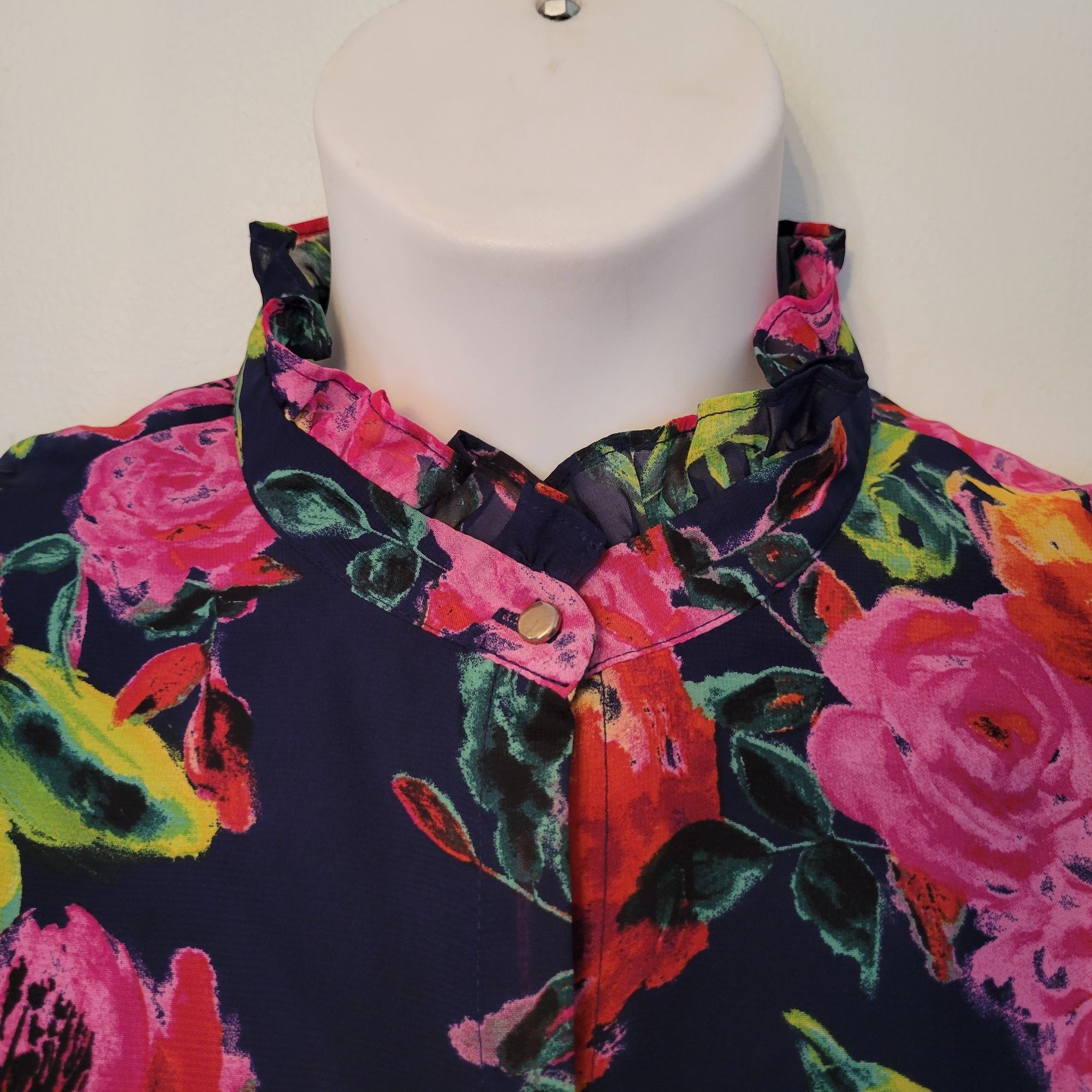 Other Julia Jordan Floral Dress 12 High Neck Modest A Line Midi Su Size XL / US 12-14 / IT 48-50 - 5 Thumbnail