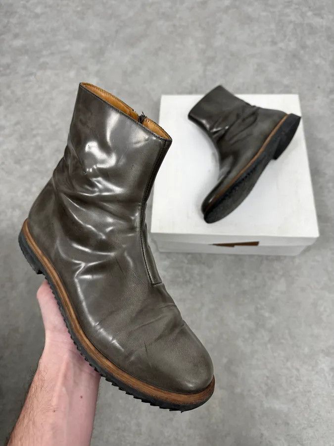 Maison Margiela Maison Margiela Khaki Green Patent Leather Boots Size US 7 / IT 37 - 1 Thumbnail