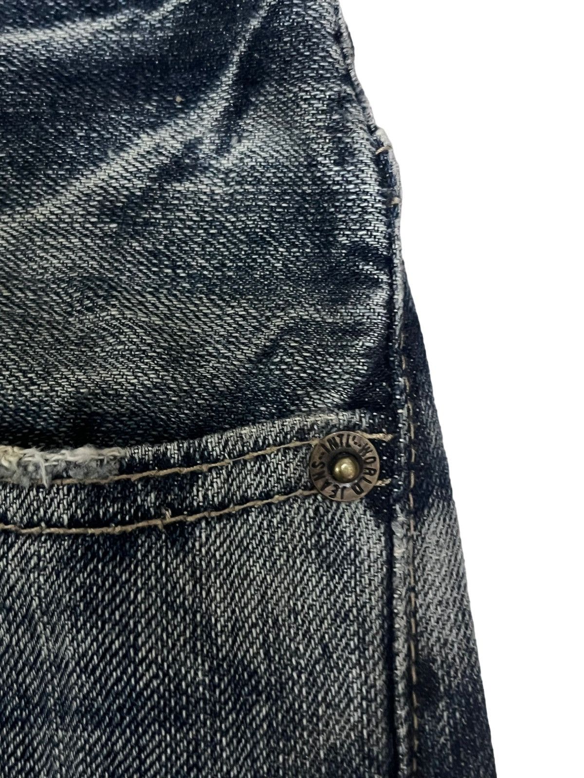 14th Addiction Vintage Japanese Brand Honeycomb Distress Flare Style denim Size US 33 - 5 Thumbnail