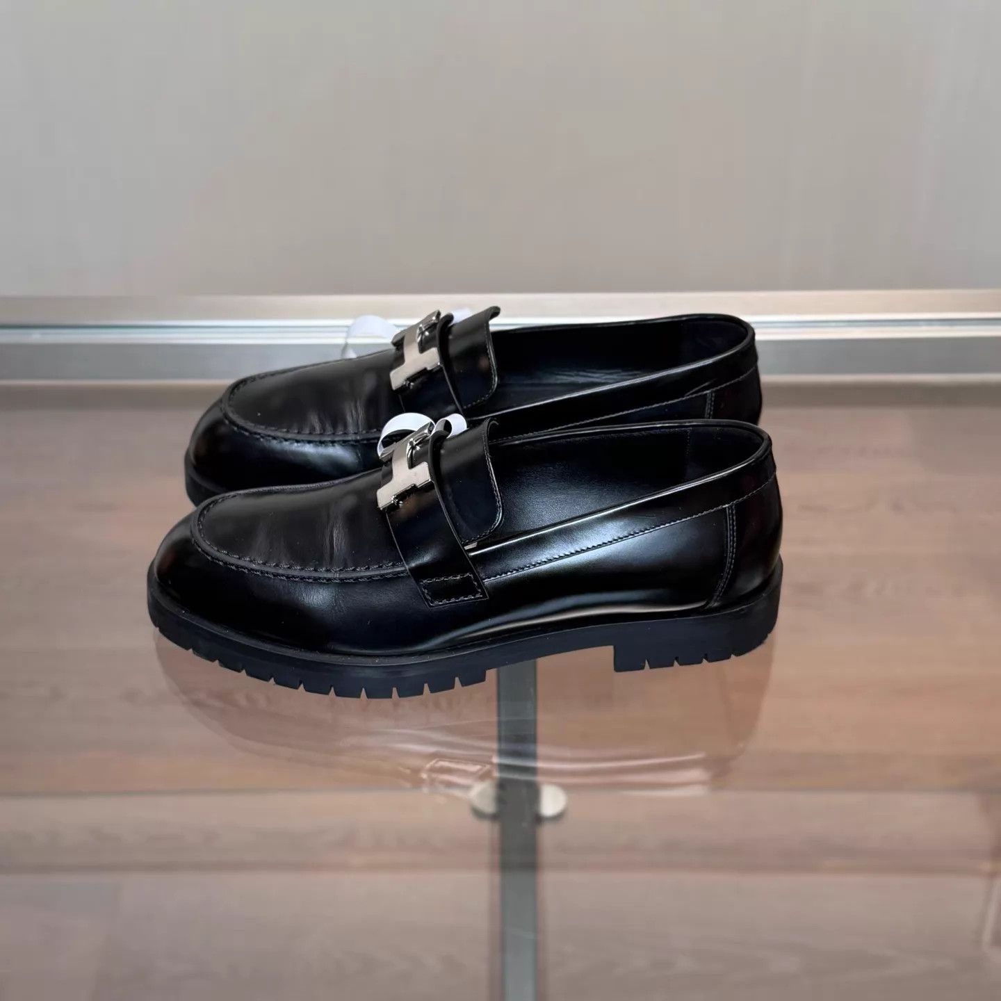 Hermes HERMES Faubourg Black Silver Buckle Loafer 36 98 Size US 5.5 / IT 35.5 - 5 Thumbnail