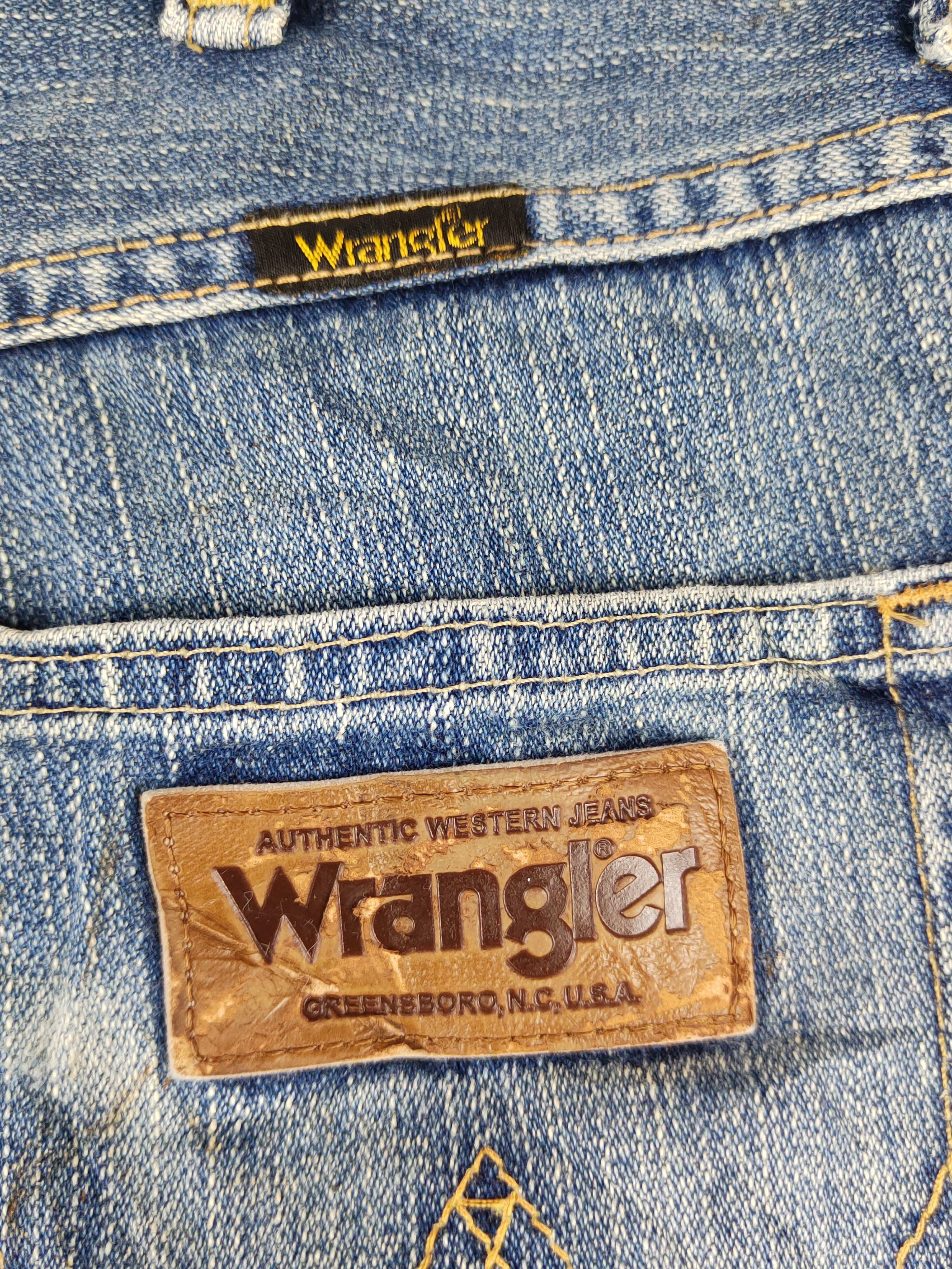 Japanese Brand Wrangler Blue Faded Distressed Ripped Jeans #S1631 Size US 28 / EU 44 - 10 Thumbnail