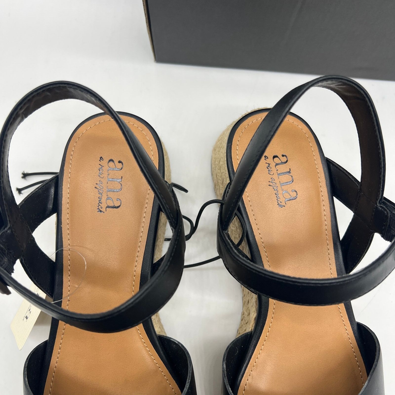Other a.n.a Womens Eloise Wedge Sandals Black Casual Sh Size US 8.5 / IT 38.5 - 5 Thumbnail