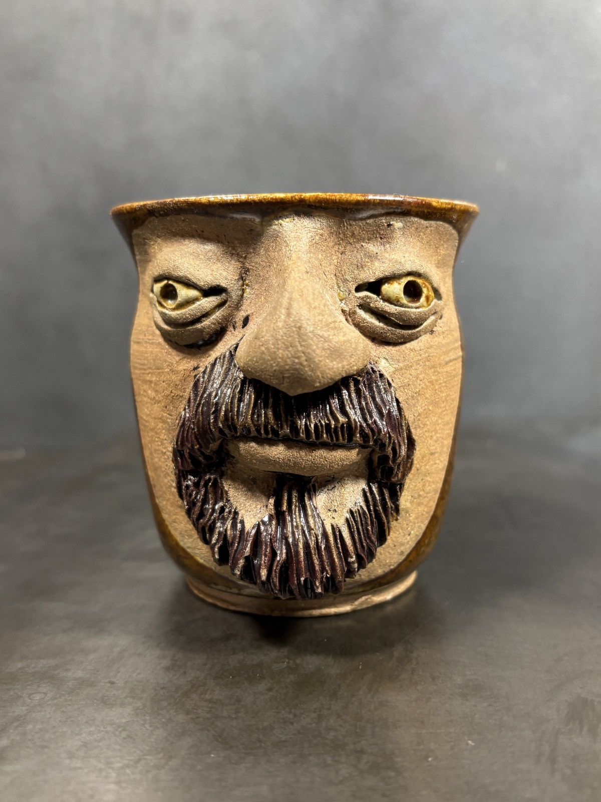 Vintage 1970s Stoneware Mugs Cobalt Pottery Canada Novelty Faces Cup Size ONE SIZE - 5 Thumbnail