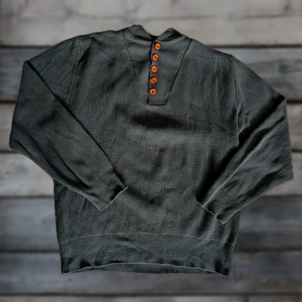 Eddie Bauer VINTAGE Eddie Bauer Black Label Sweater Shirt Mens L Knit Henley 90s Green Heavyweight Solid Crew Neck Buttons Logo Mens Size US L / EU 52-54 / 3 - 1 Thumbnail