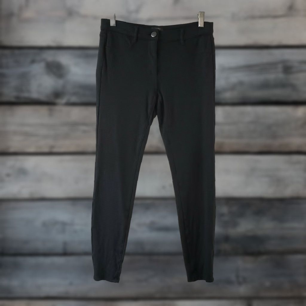 Ann Taylor VINTAGE Ann Taylor LOFT Womens Skinny Ponte Knit Pants Sz 4 Black Windowpane Mid Rise Size 27" / US 4 / IT 40 - 1 Thumbnail