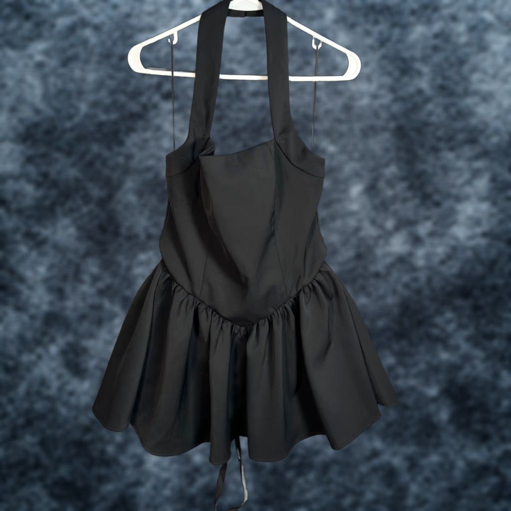 Vintage Heiress Beverly Hills Black Halter A-Line Mini Dress 2XL Women Sleeveless Short Contour Dress Size XXL / US 16-18 / IT 52-54 - 1 Thumbnail