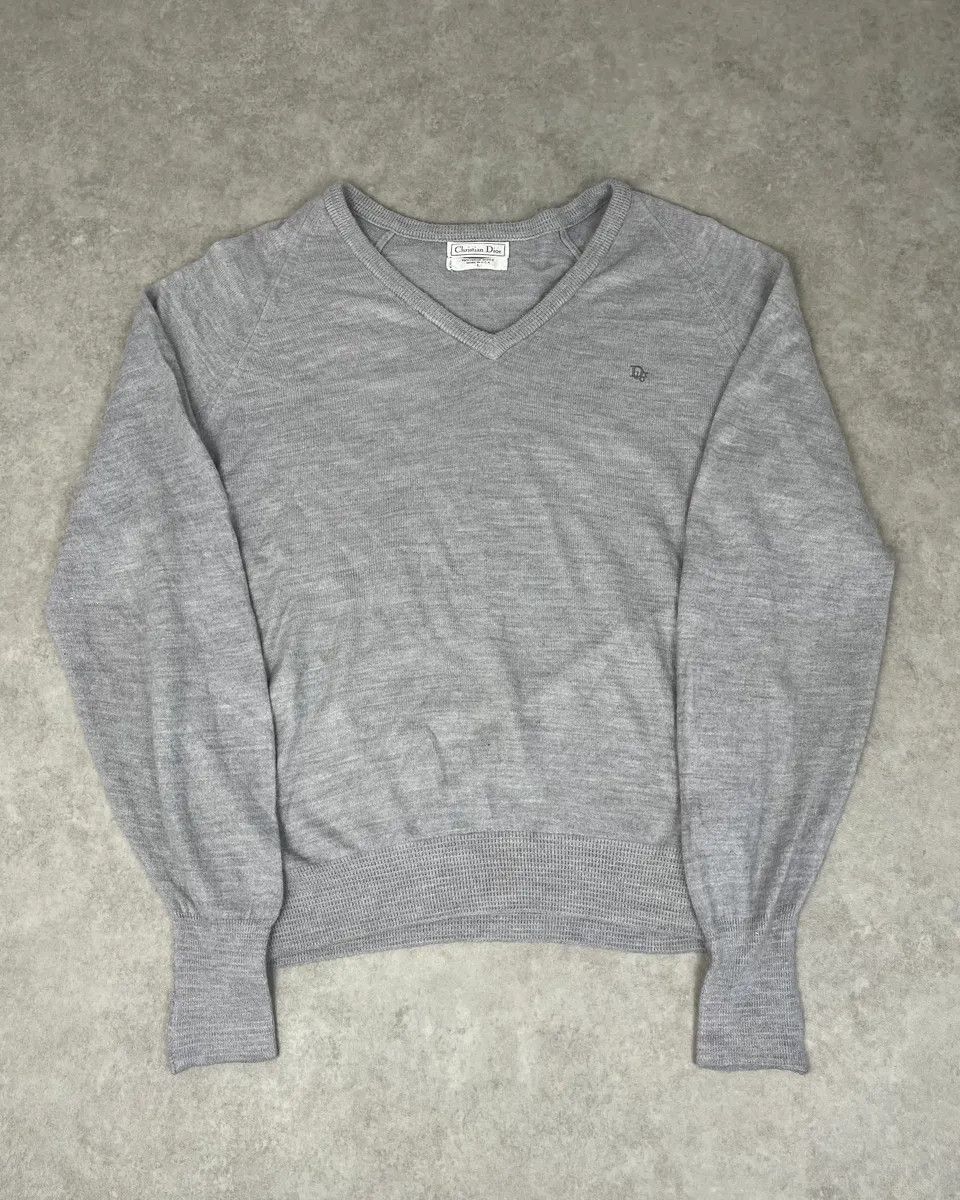 Dior 1990s Christian Dior Grey V-Neck Sweater Size US M / EU 48-50 / 2 - 4 Thumbnail