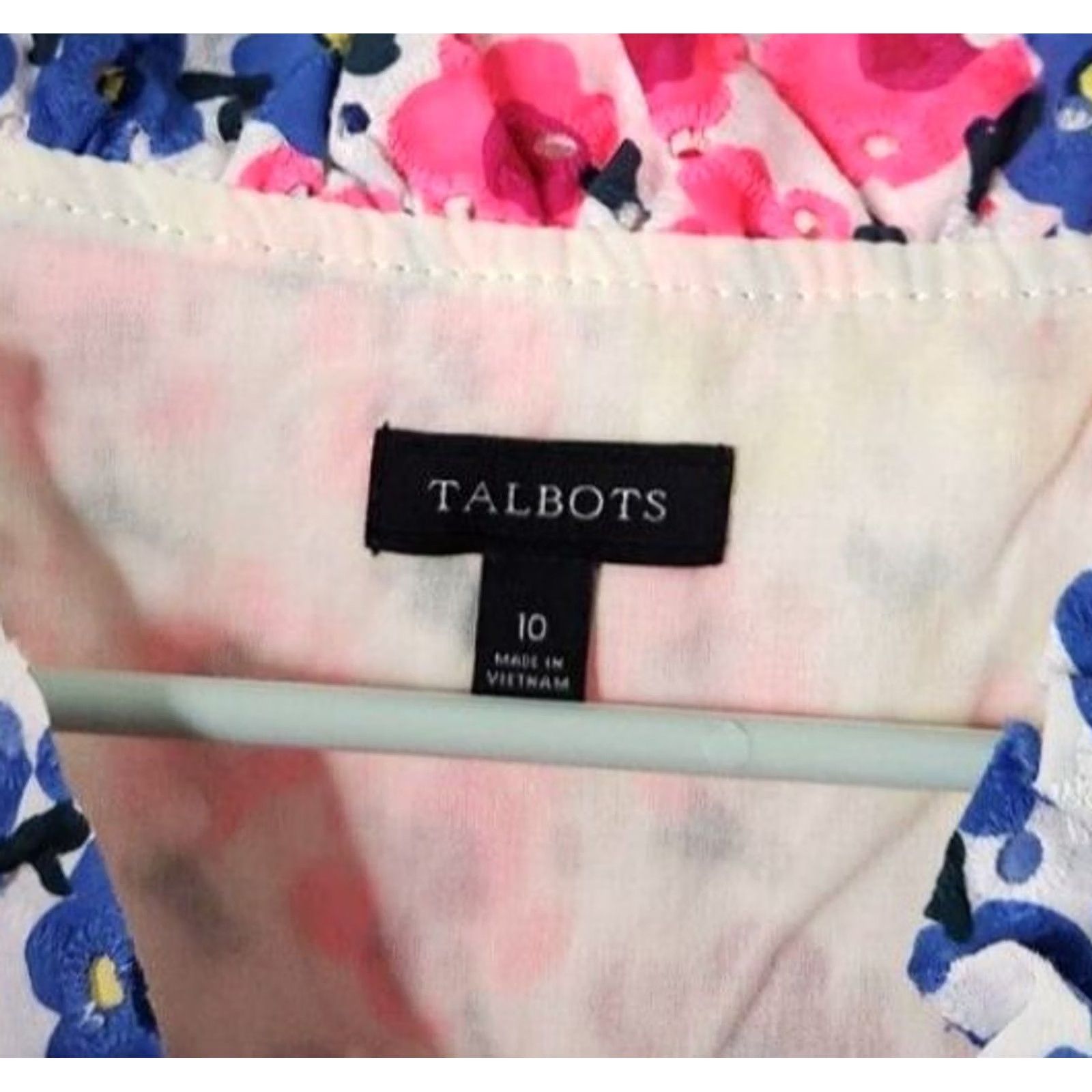 Talbots Talbots Womens Tank Dress Sleeveless Lined Knee Length Floral Ruffle Zip V-Neck 10 Multicolor Cotton Regular Dress Womens Size L / US 10 / IT 46 - 4 Thumbnail